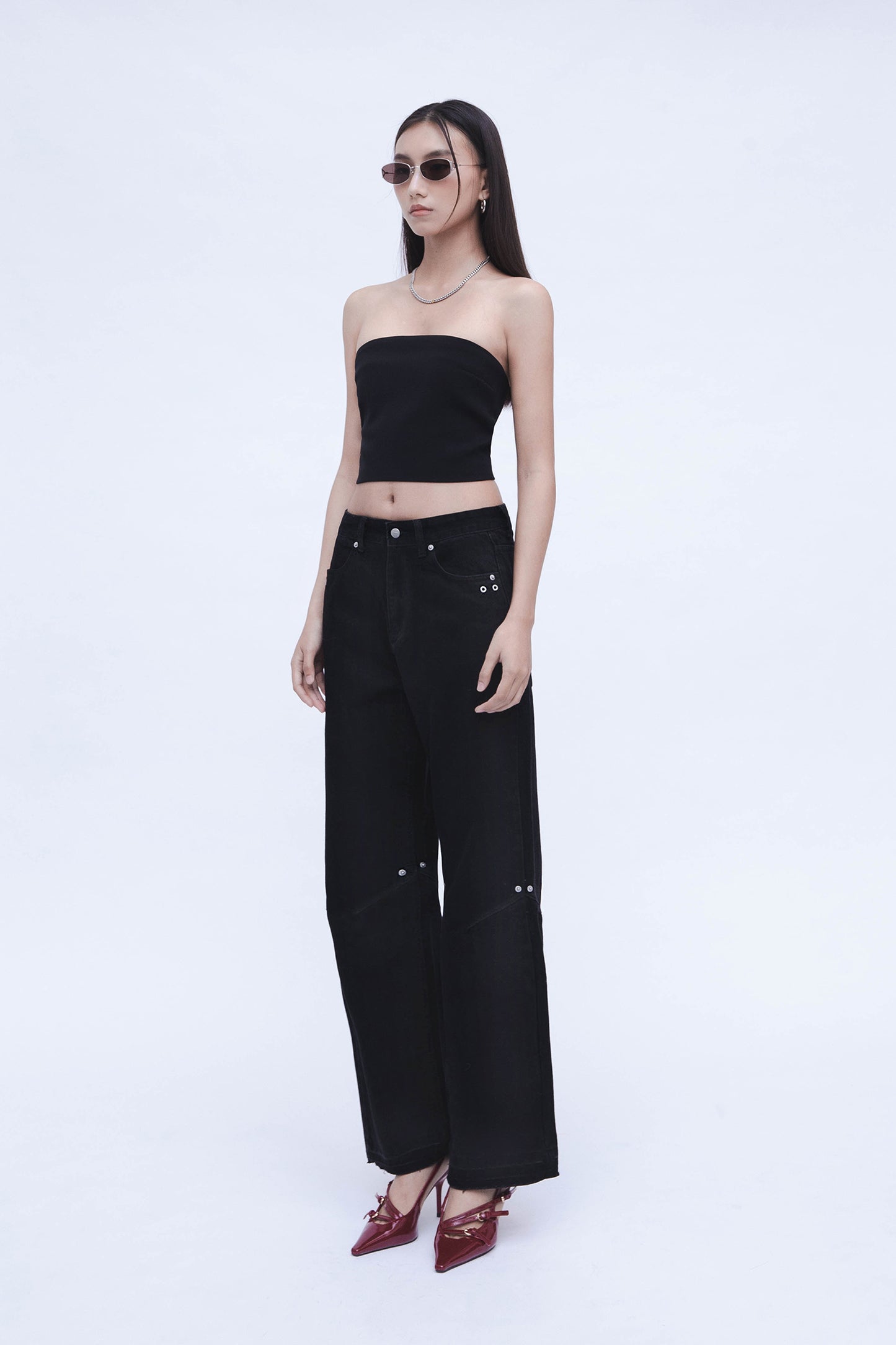 DENIM WASHED PANTS (BLACK)