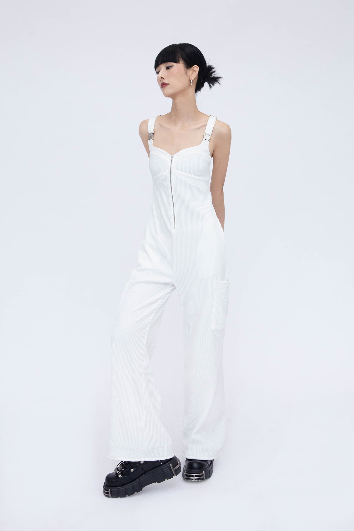 CORDUROY OVERALLS (WHITE)