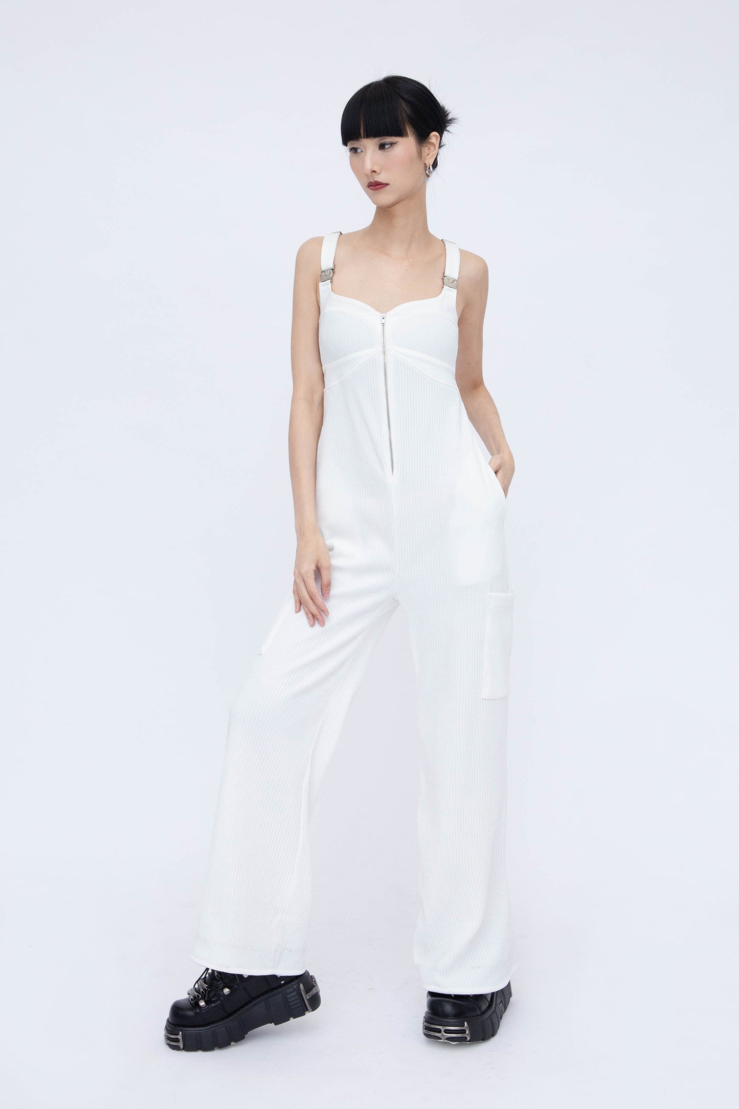 CORDUROY OVERALLS (WHITE)