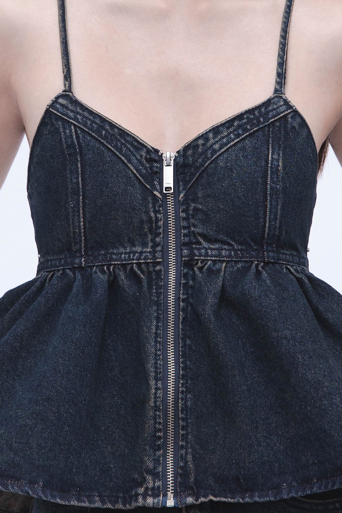 DENIM PUPLUM TOP (BLUE)