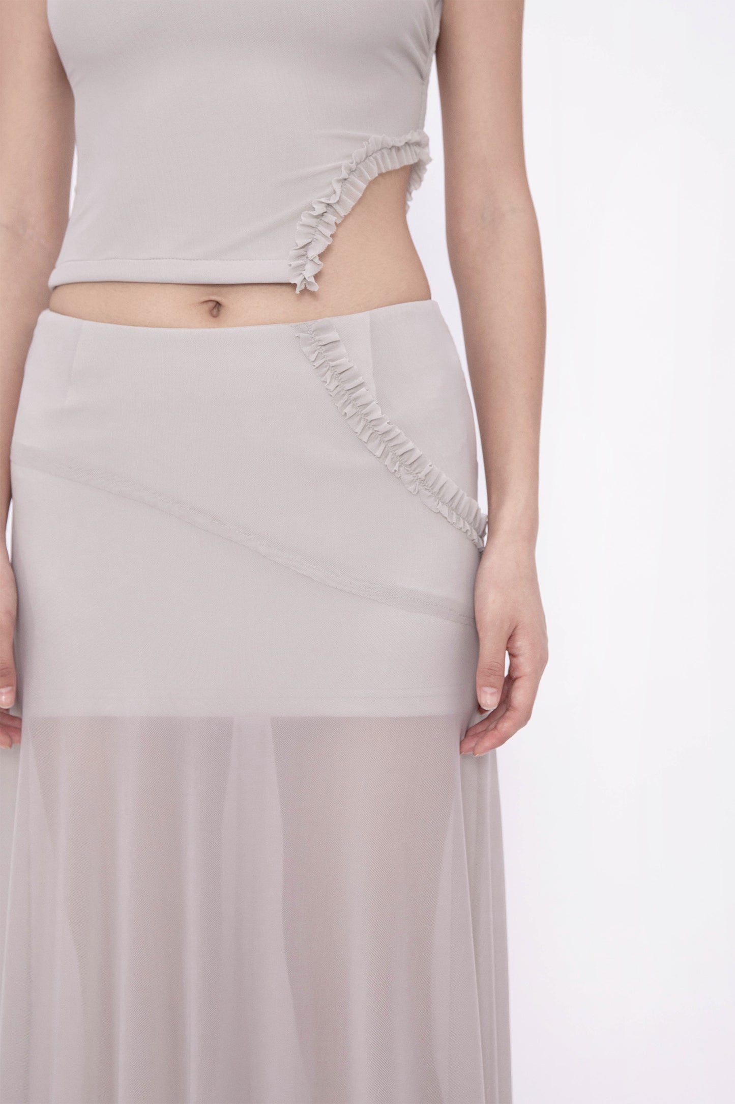 RIA RACER RUFFLE TOP (GREY)