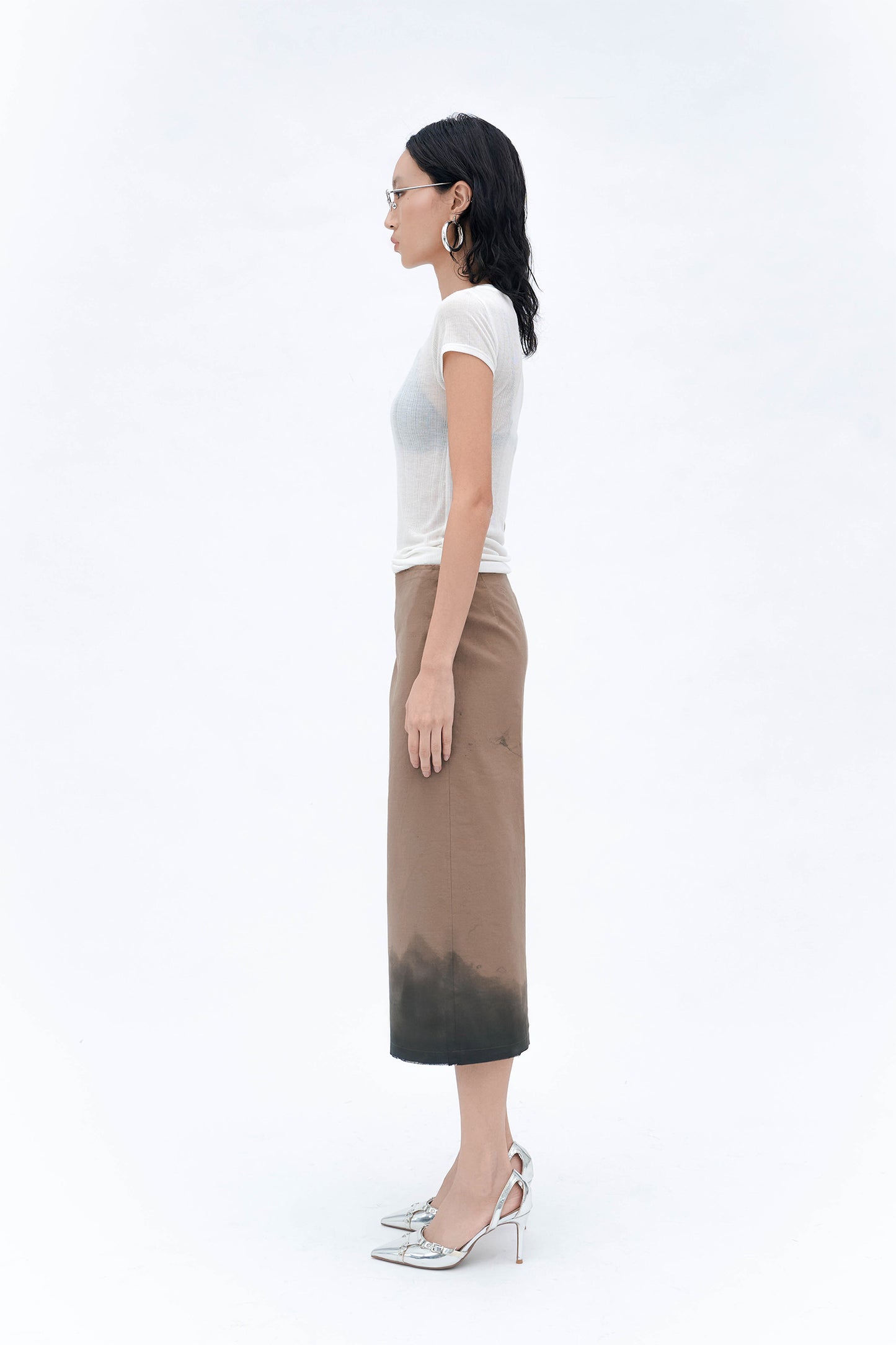 HAND DYED WRAP SKIRT (TAUPE)