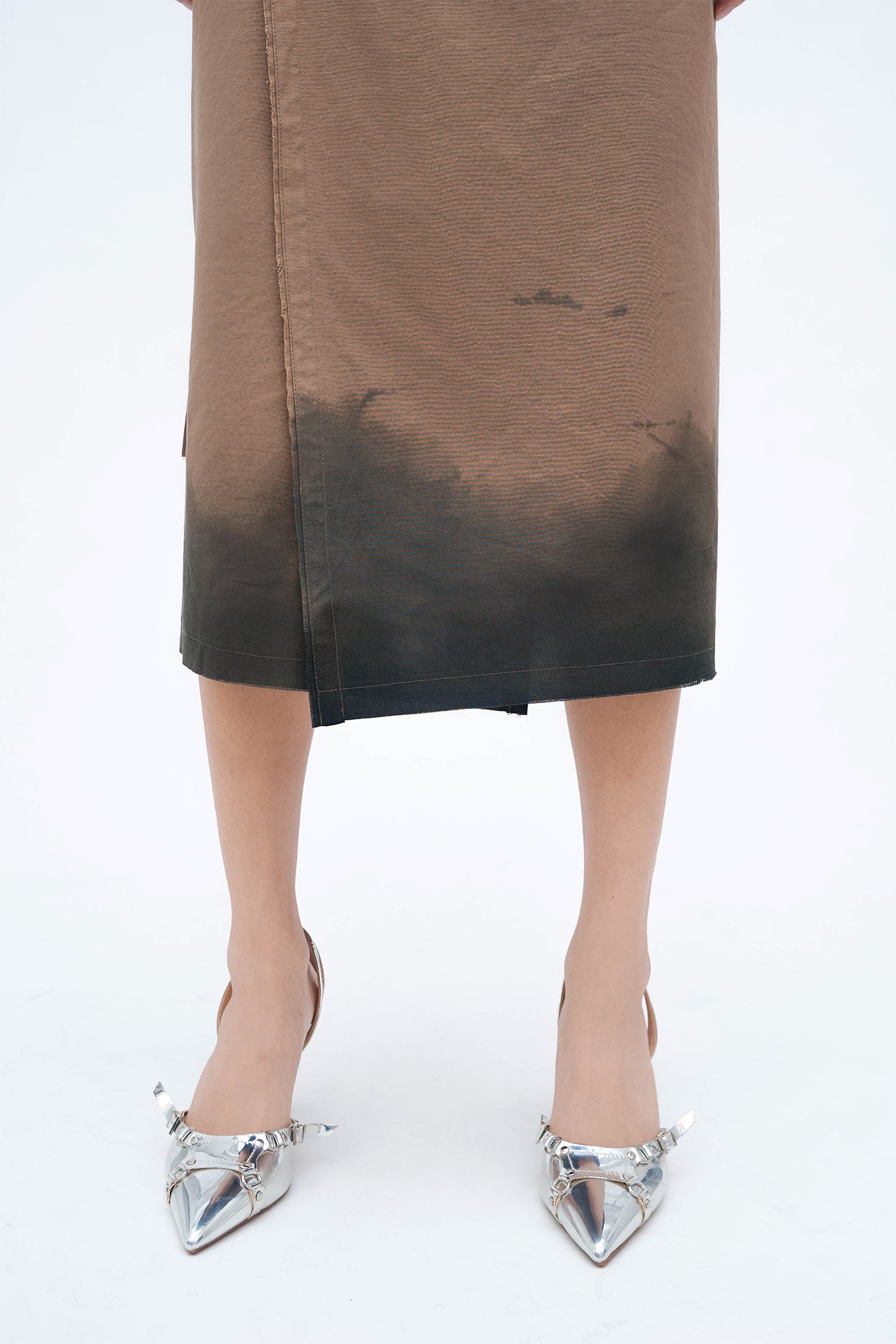 HAND DYED WRAP SKIRT (TAUPE)
