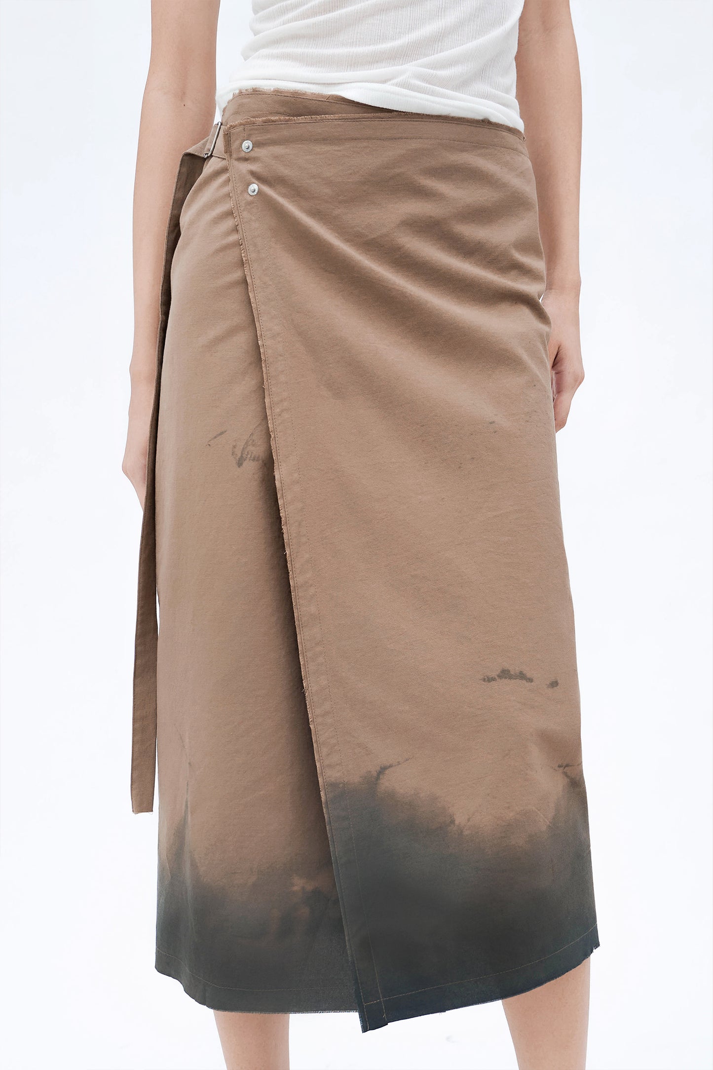 HAND DYED WRAP SKIRT (TAUPE)