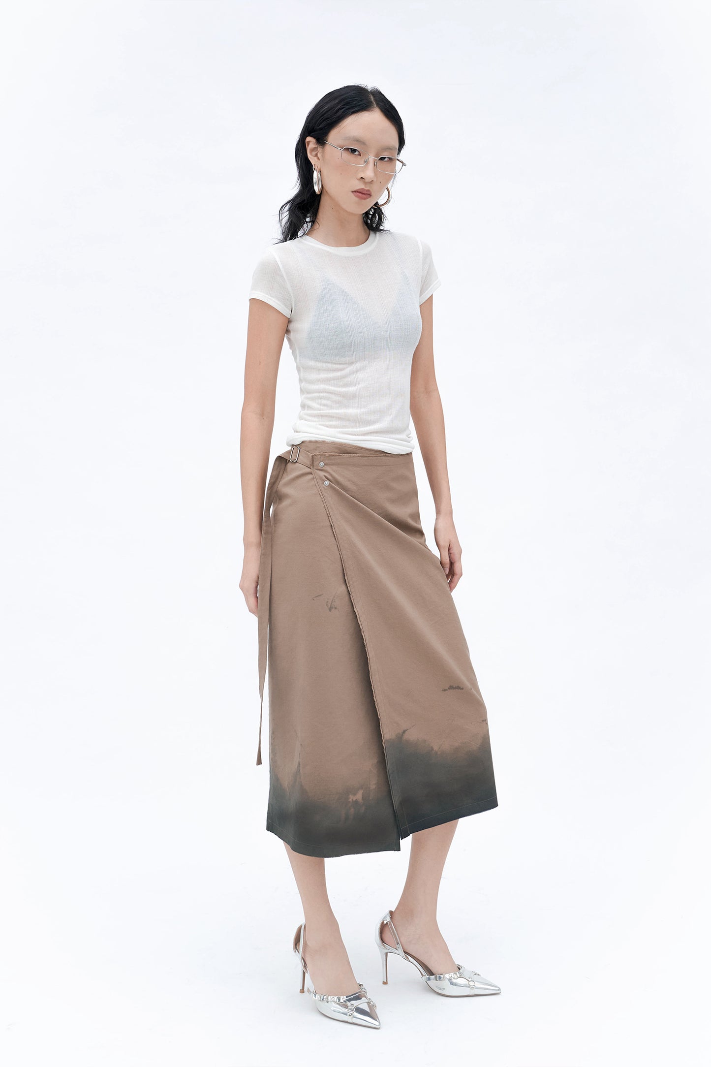 HAND DYED WRAP SKIRT (TAUPE)