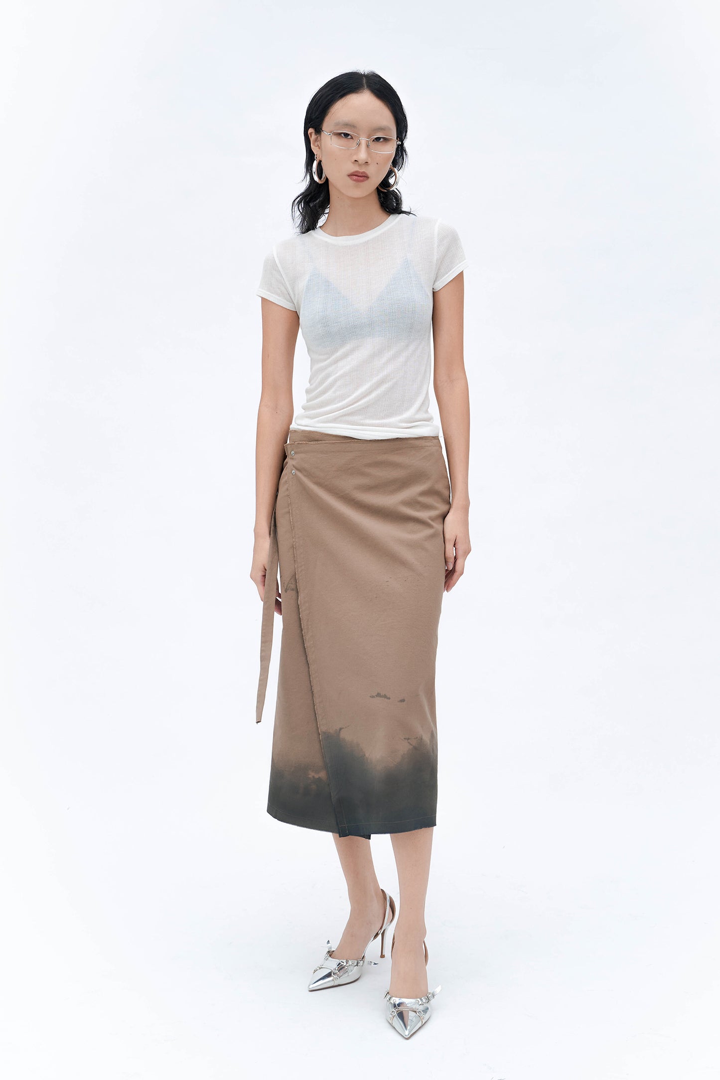 HAND DYED WRAP SKIRT (TAUPE)