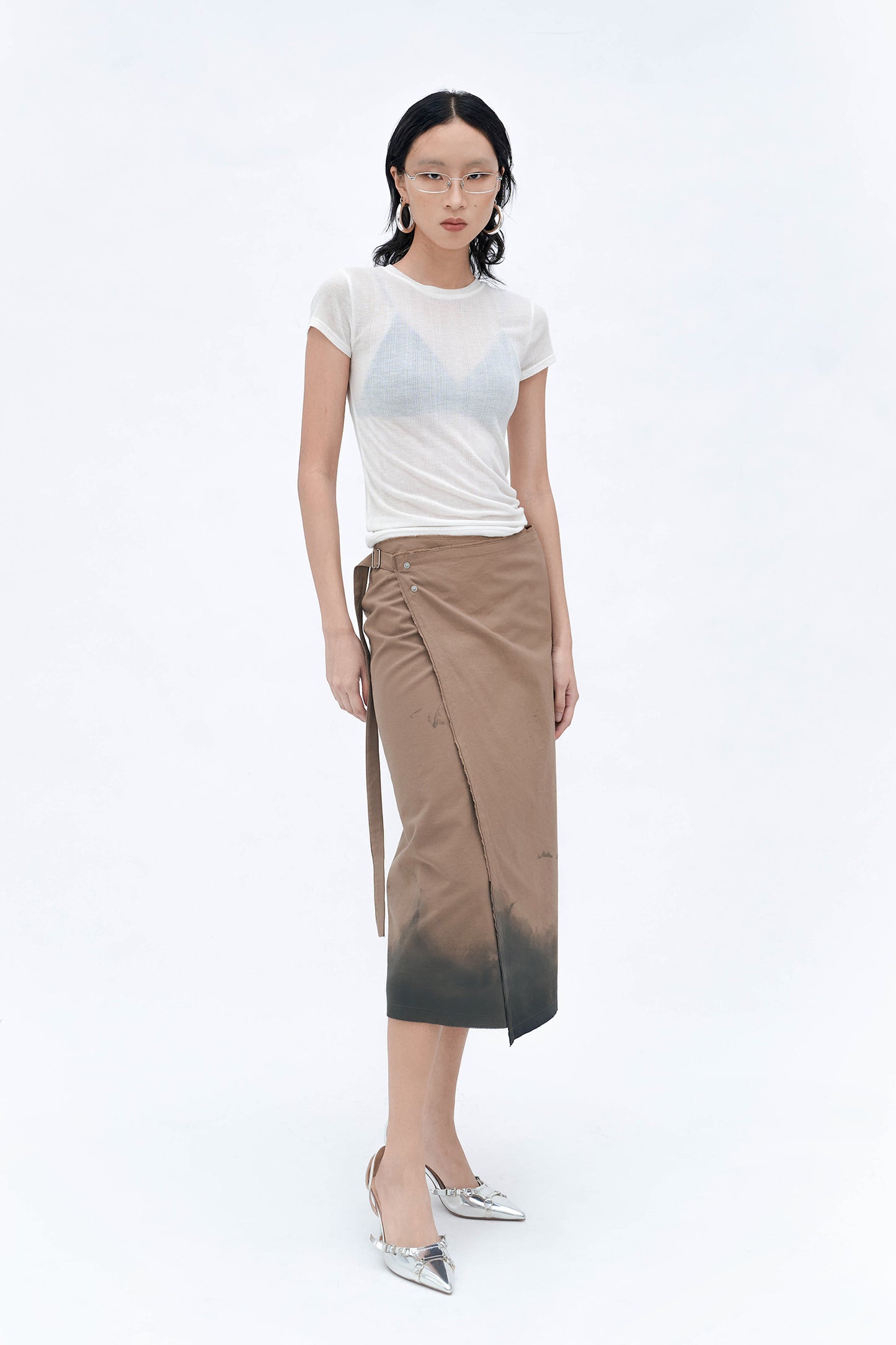 HAND DYED WRAP SKIRT (TAUPE)