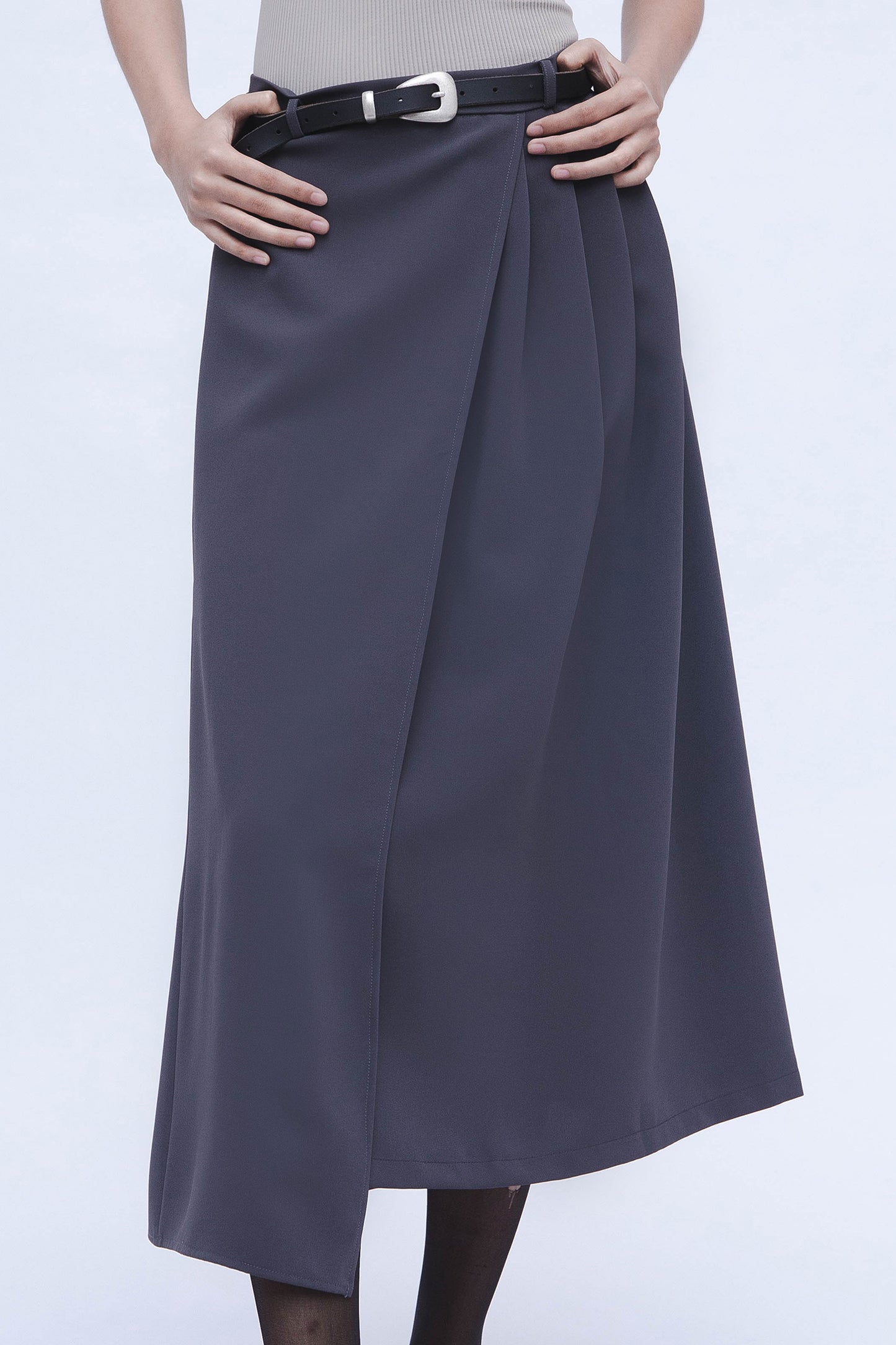 SEMI PLEATED SKIRT (SLATE GREY)