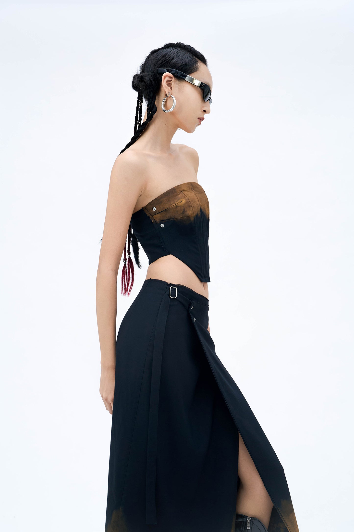 RESTOCKED: HAND BLEACHED TUBE CORSET (BLACK)