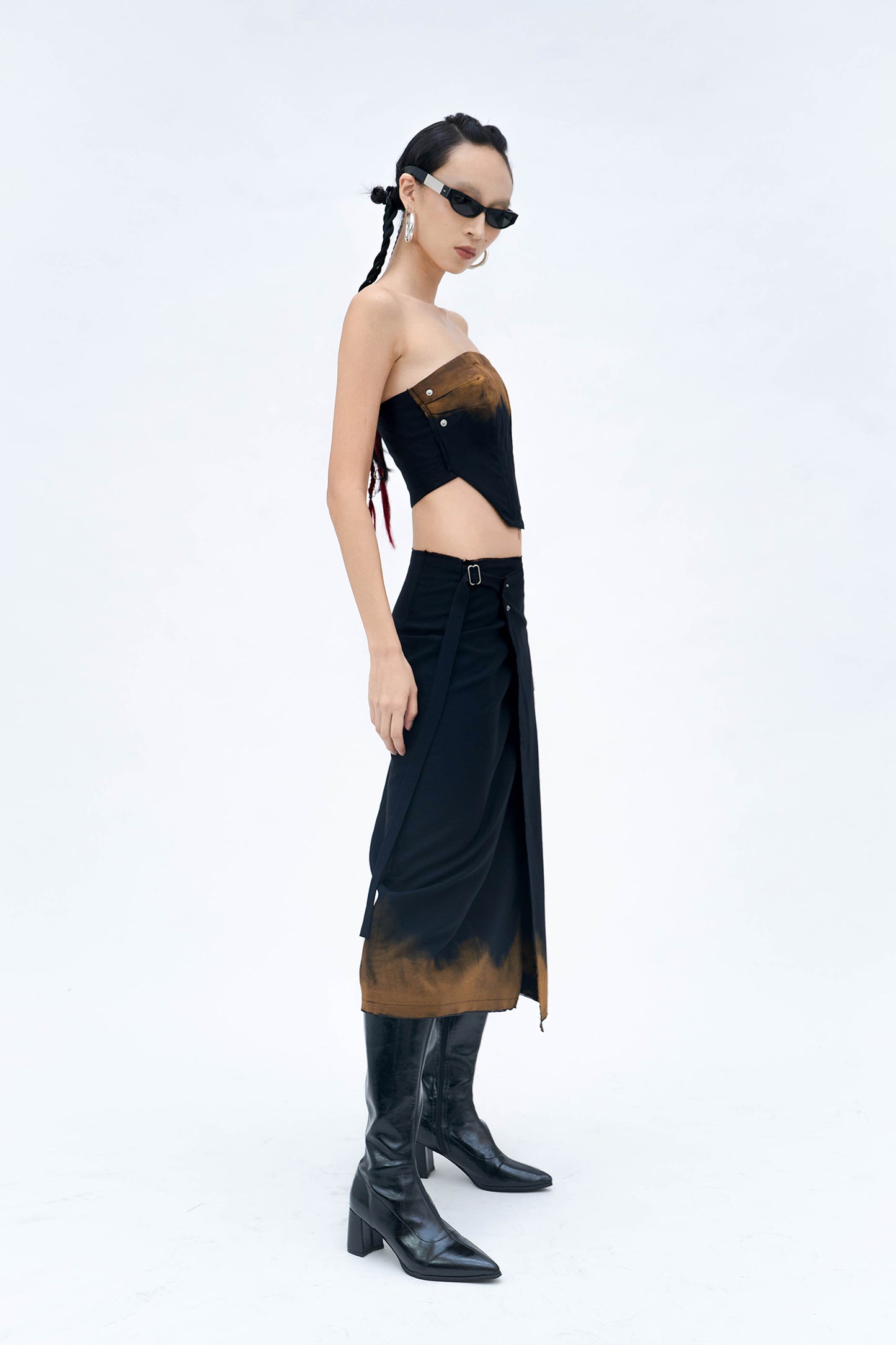 RESTOCKED: HAND BLEACHED TUBE CORSET (BLACK)