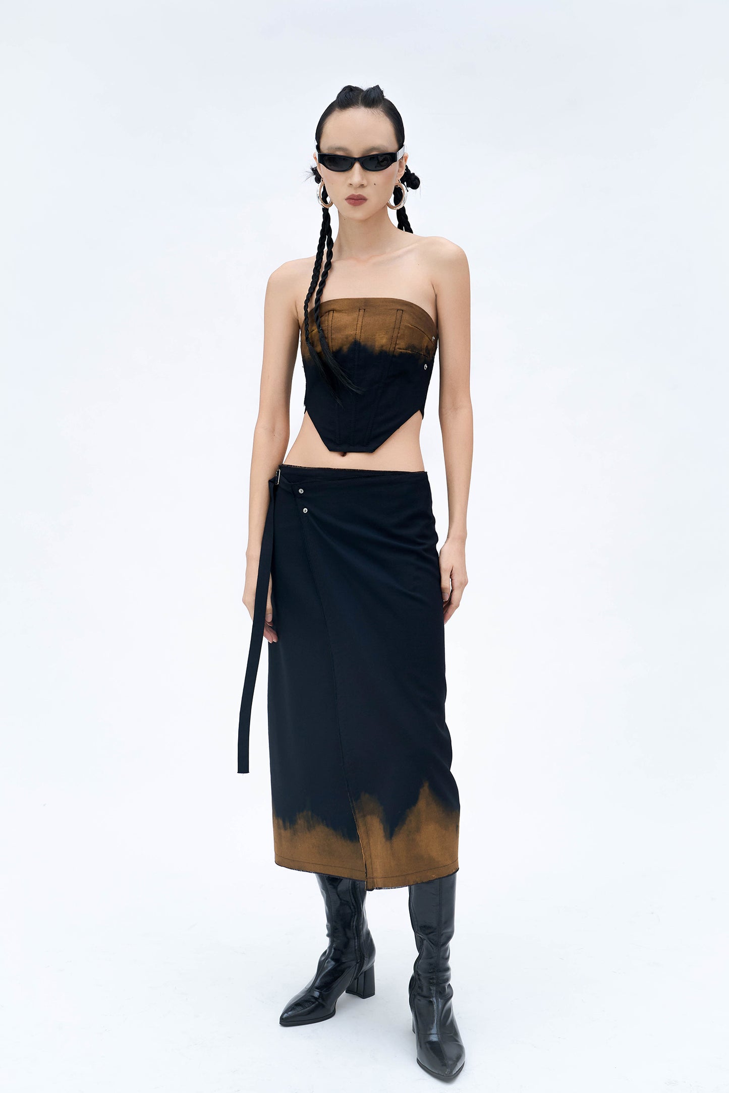 RESTOCKED: HAND BLEACHED TUBE CORSET (BLACK)