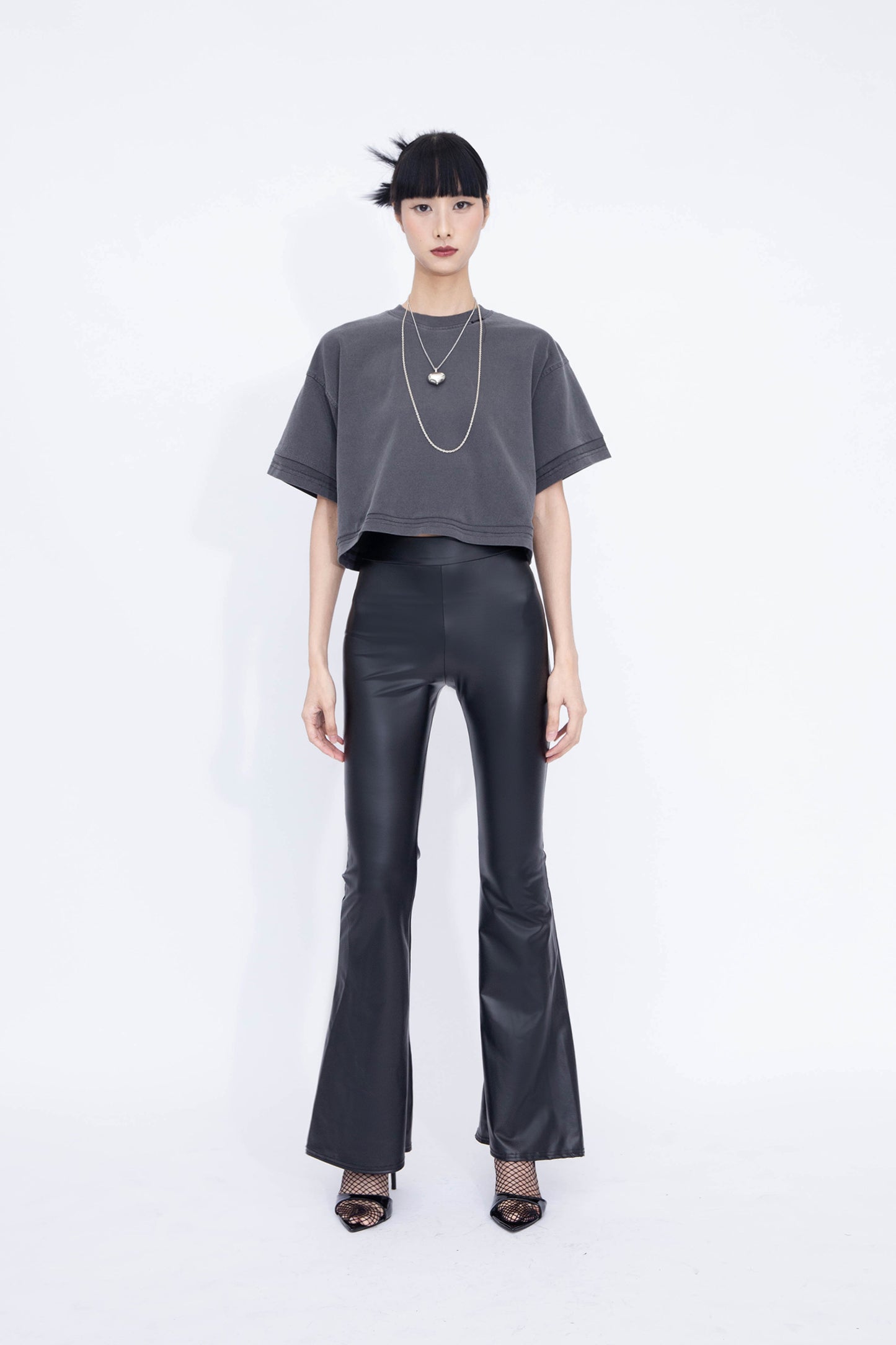 REVERSIBLE CROP T-SHIRT (DARK GREY)