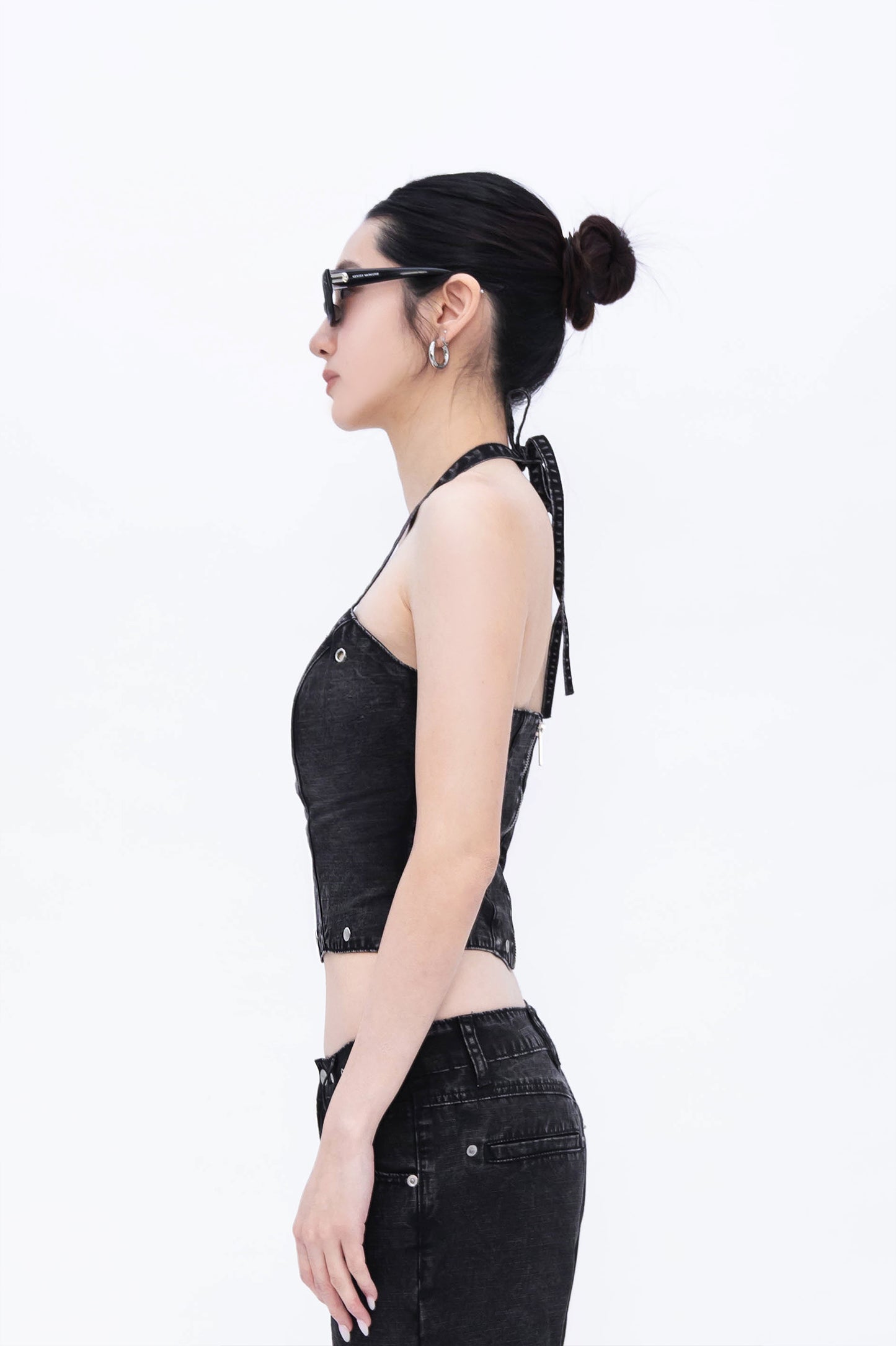 RUFFY HALTER CORSET (BLACK)