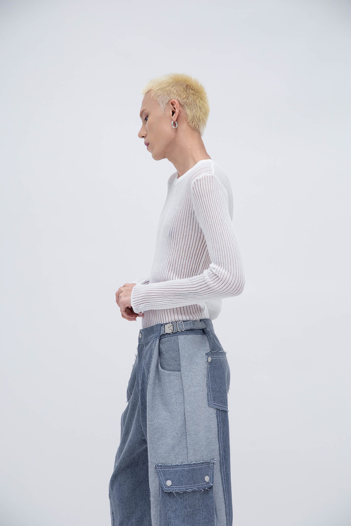 DENIM CARGO PANTS (BLUE)