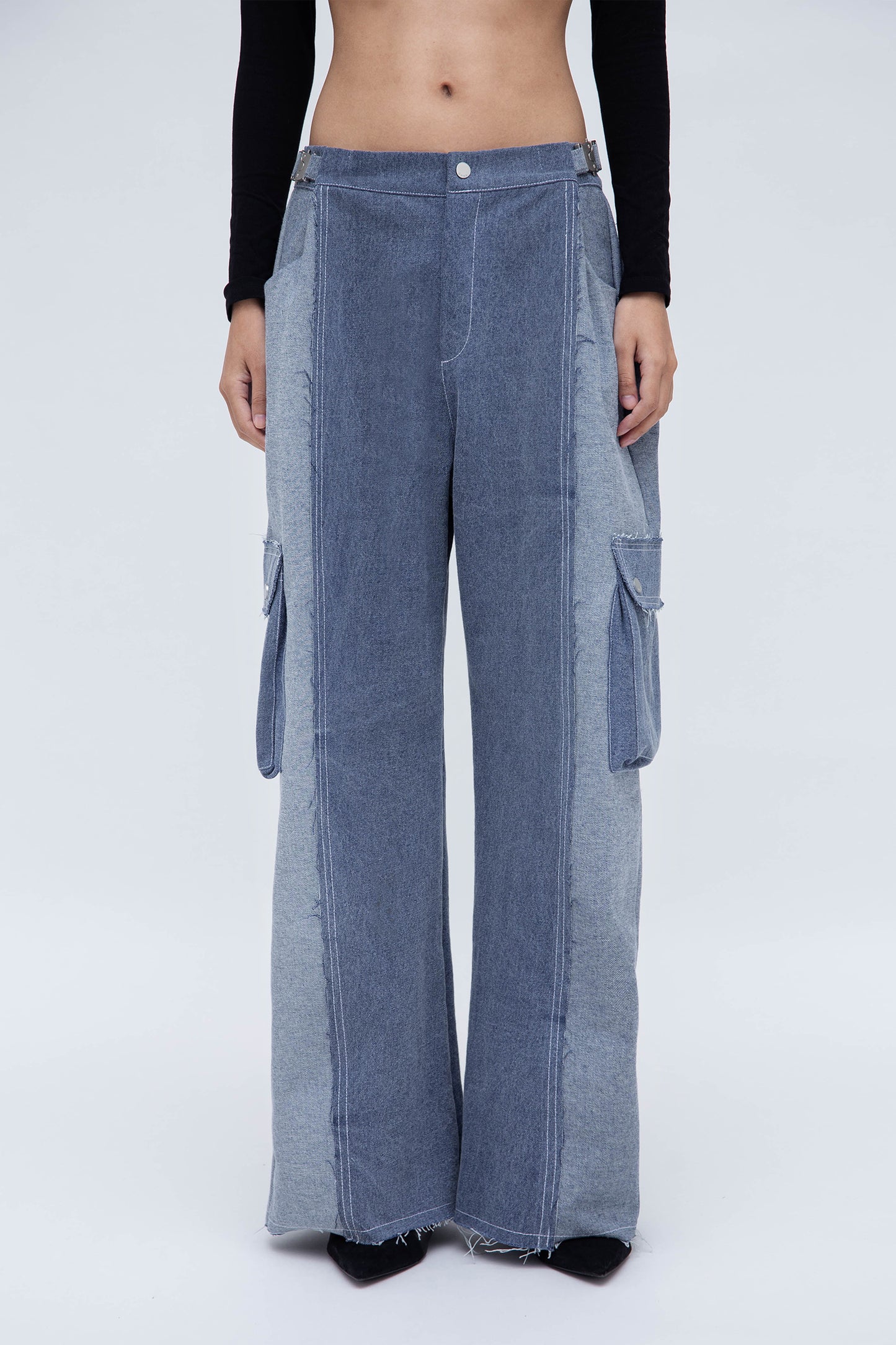DENIM CARGO PANTS (BLUE)