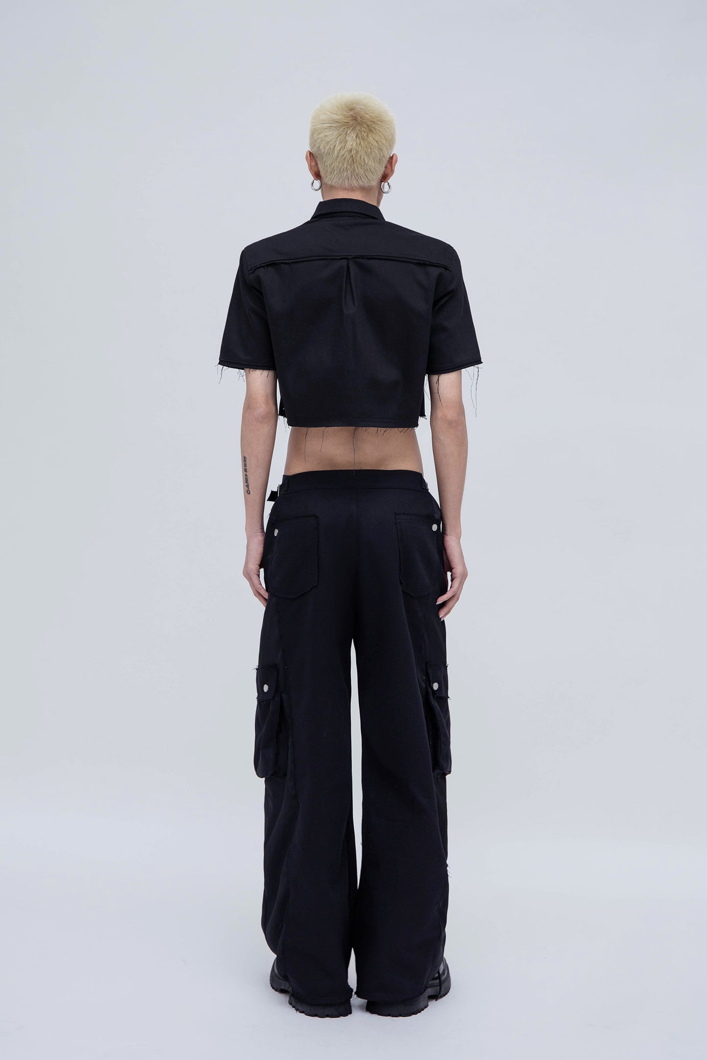 DENIM CARGO PANTS (BLACK)