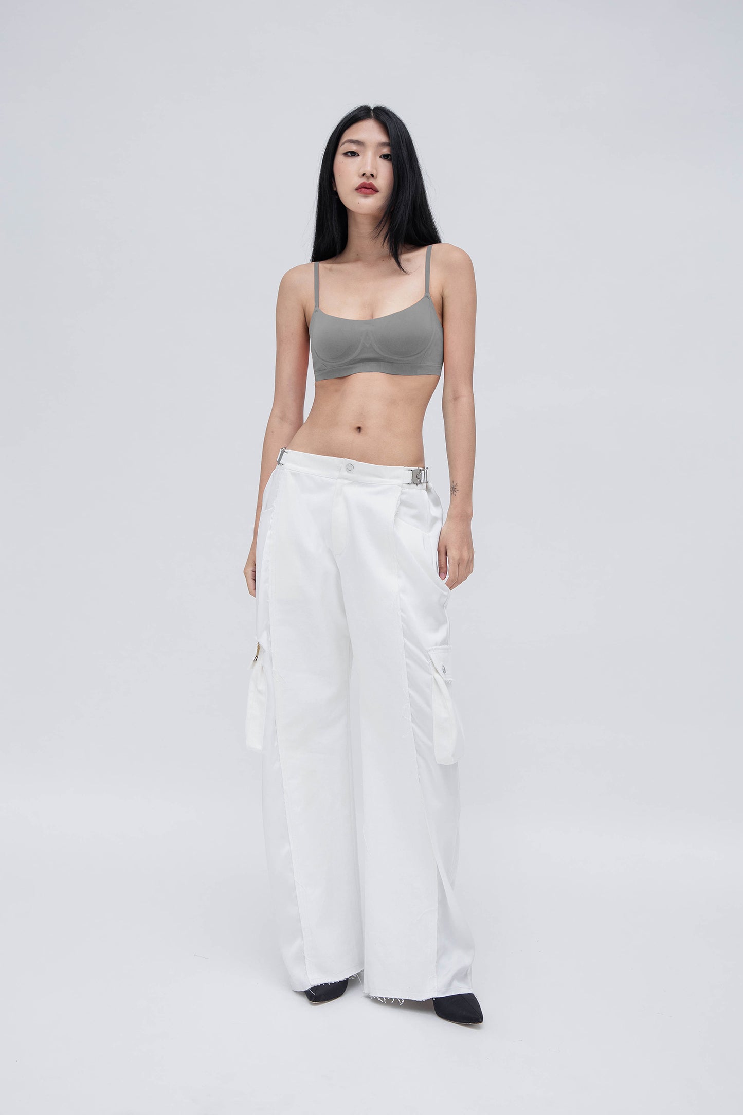 DENIM CARGO PANTS (WHITE)