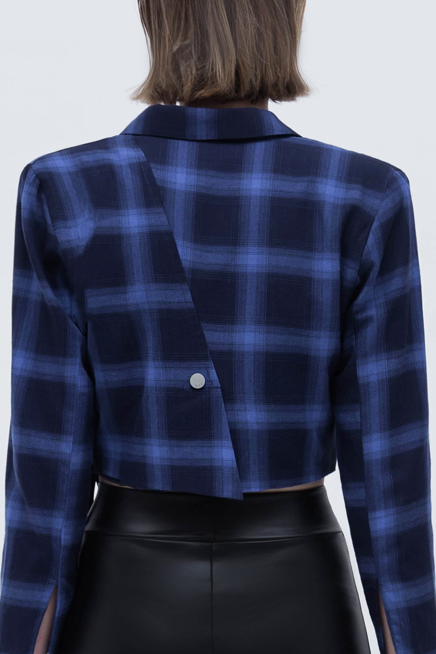 NALA CROP BLAZER (BLUE CHECKERED)