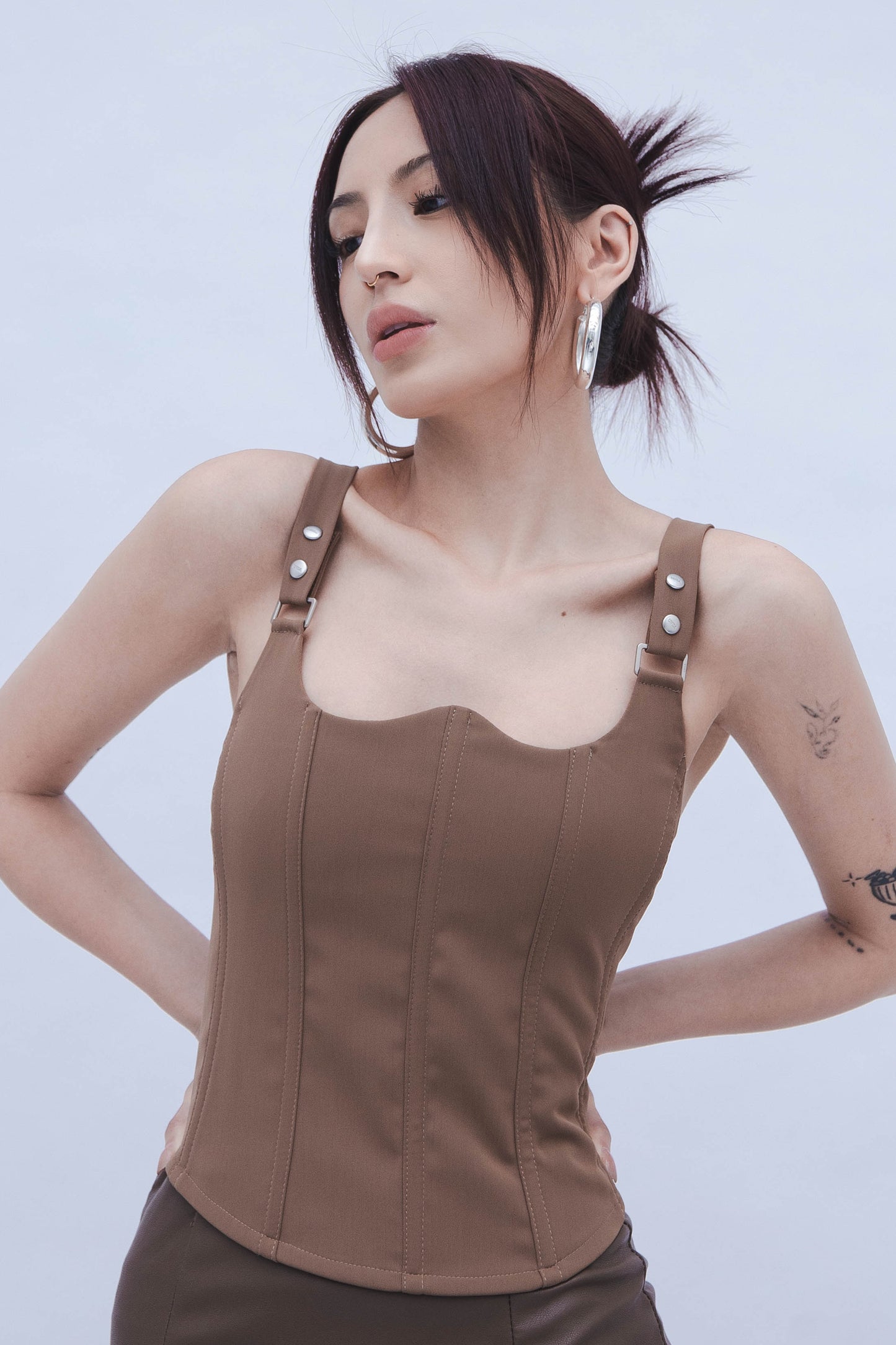 CUT OUT CORSET (BROWN)