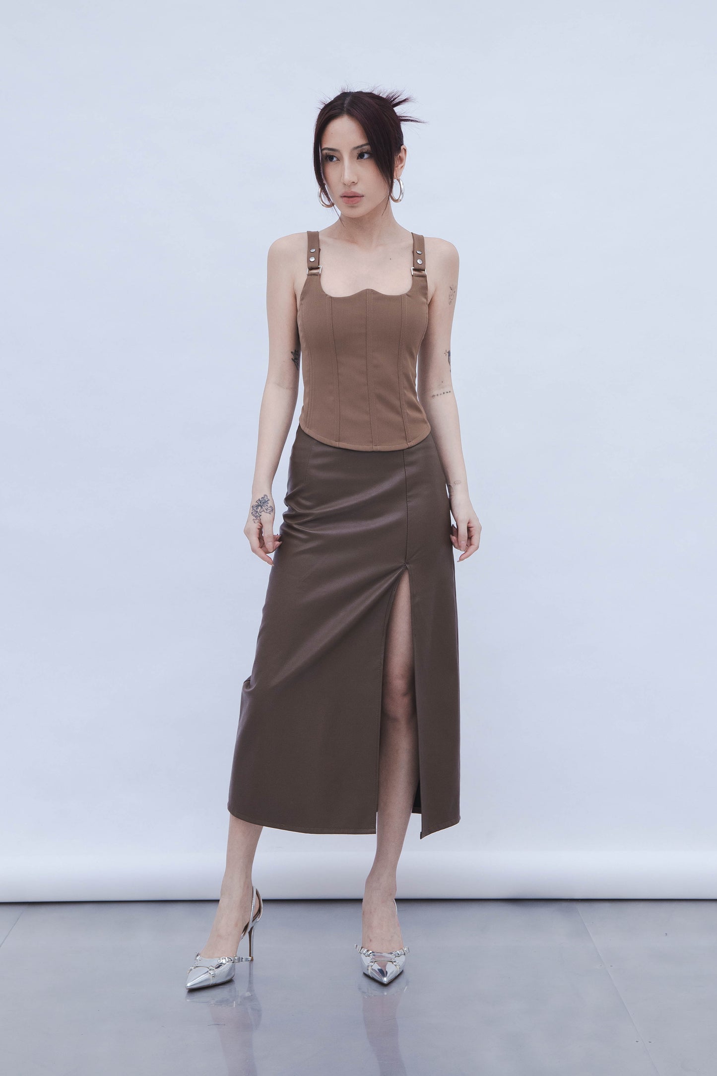 CUT OUT CORSET (BROWN)