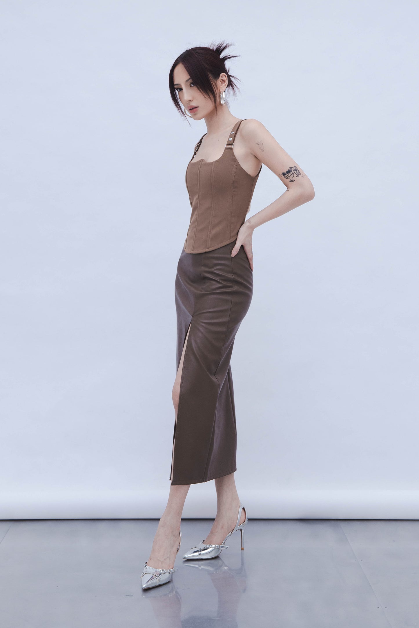 CUT OUT CORSET (BROWN)