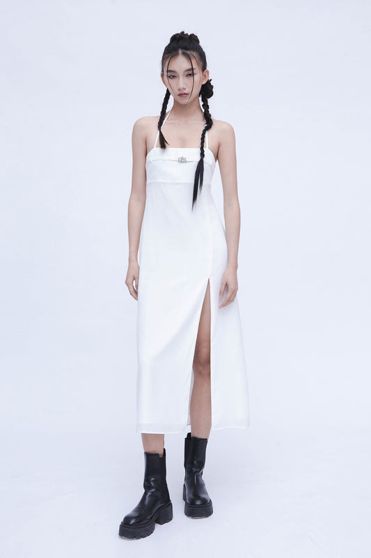 BUCKLE SLIP DRESS (WHITE)