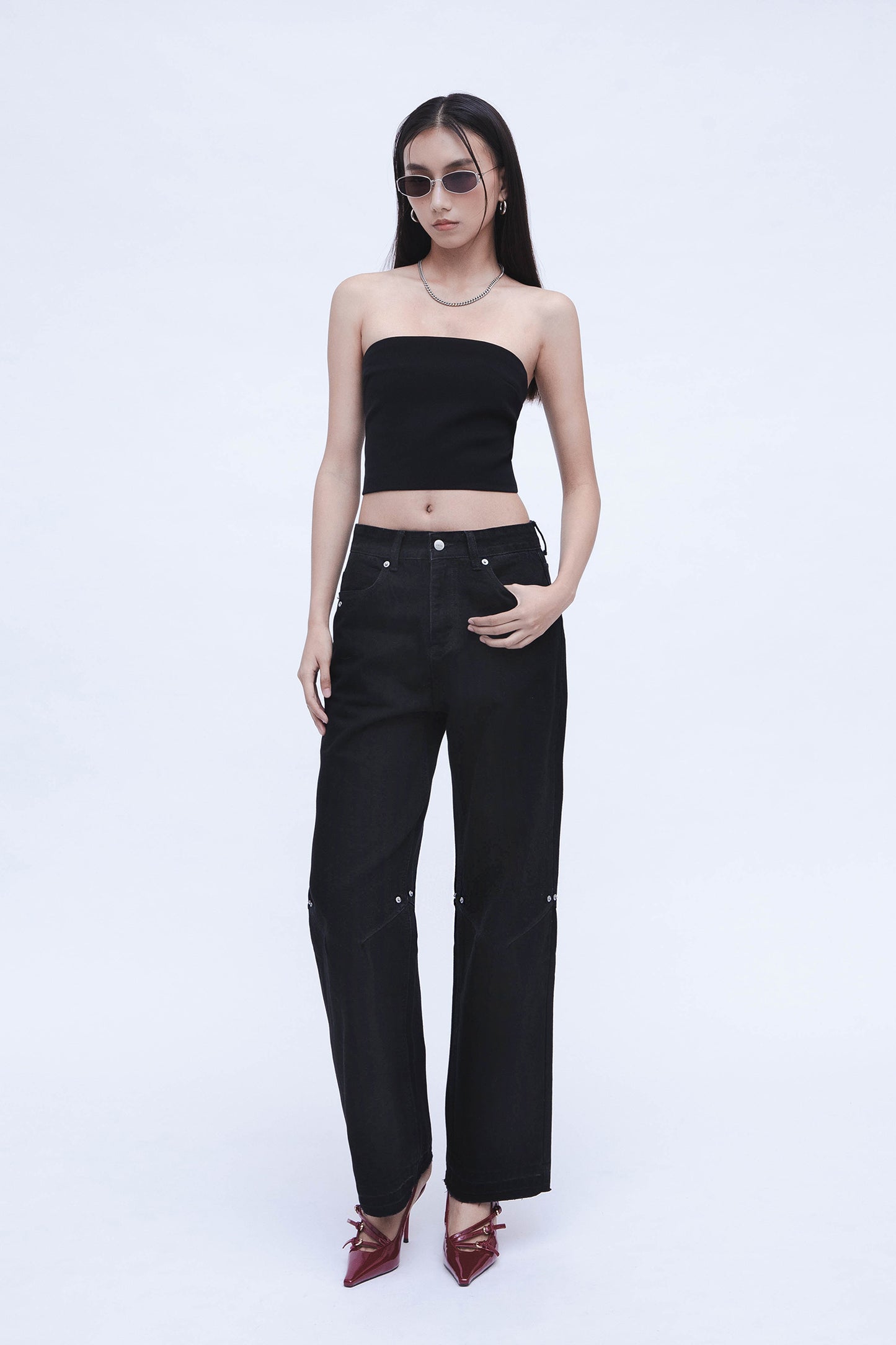 DENIM WASHED PANTS (BLACK)