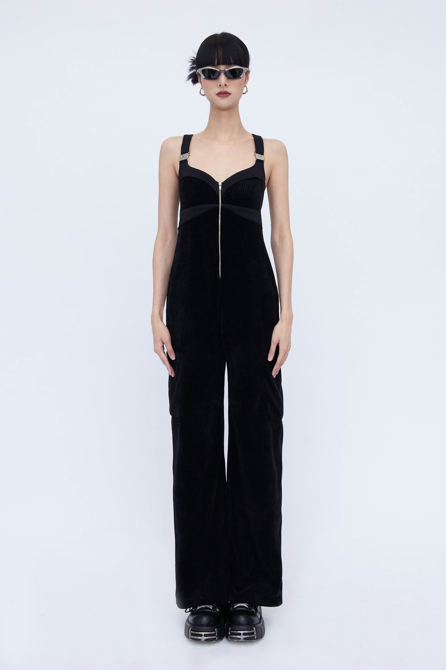 CORDUROY OVERALLS (BLACK)