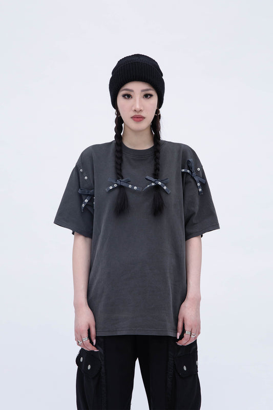 LITTLE RIBBON T-SHIRT (DARK GREY)