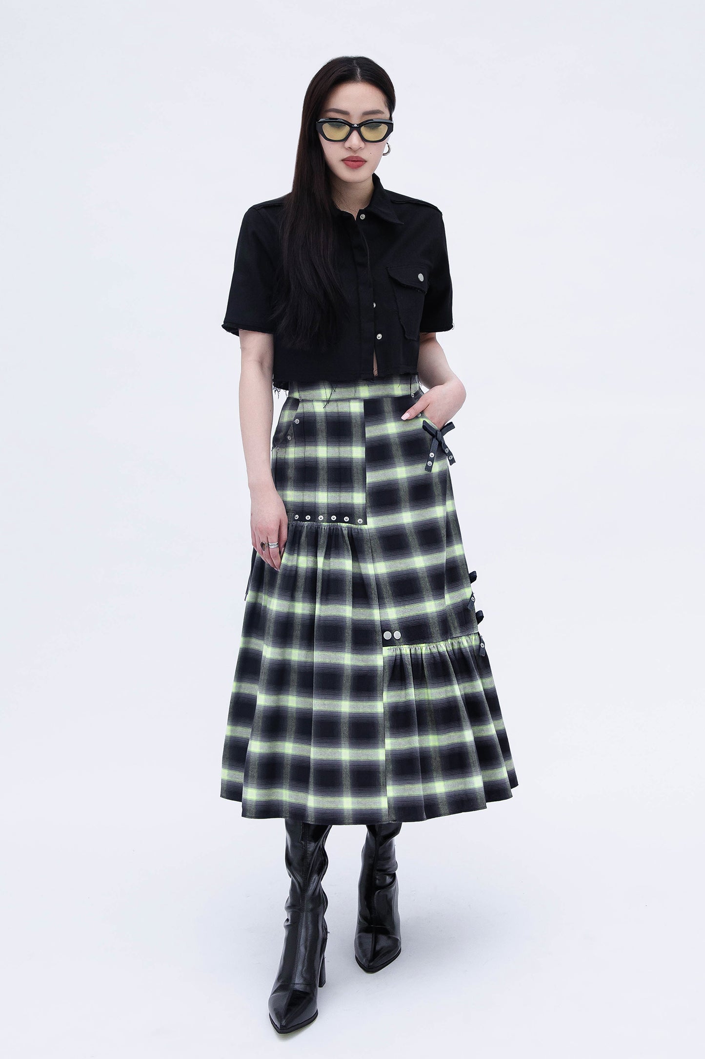 R2 MIDI SKIRT (Tartan)