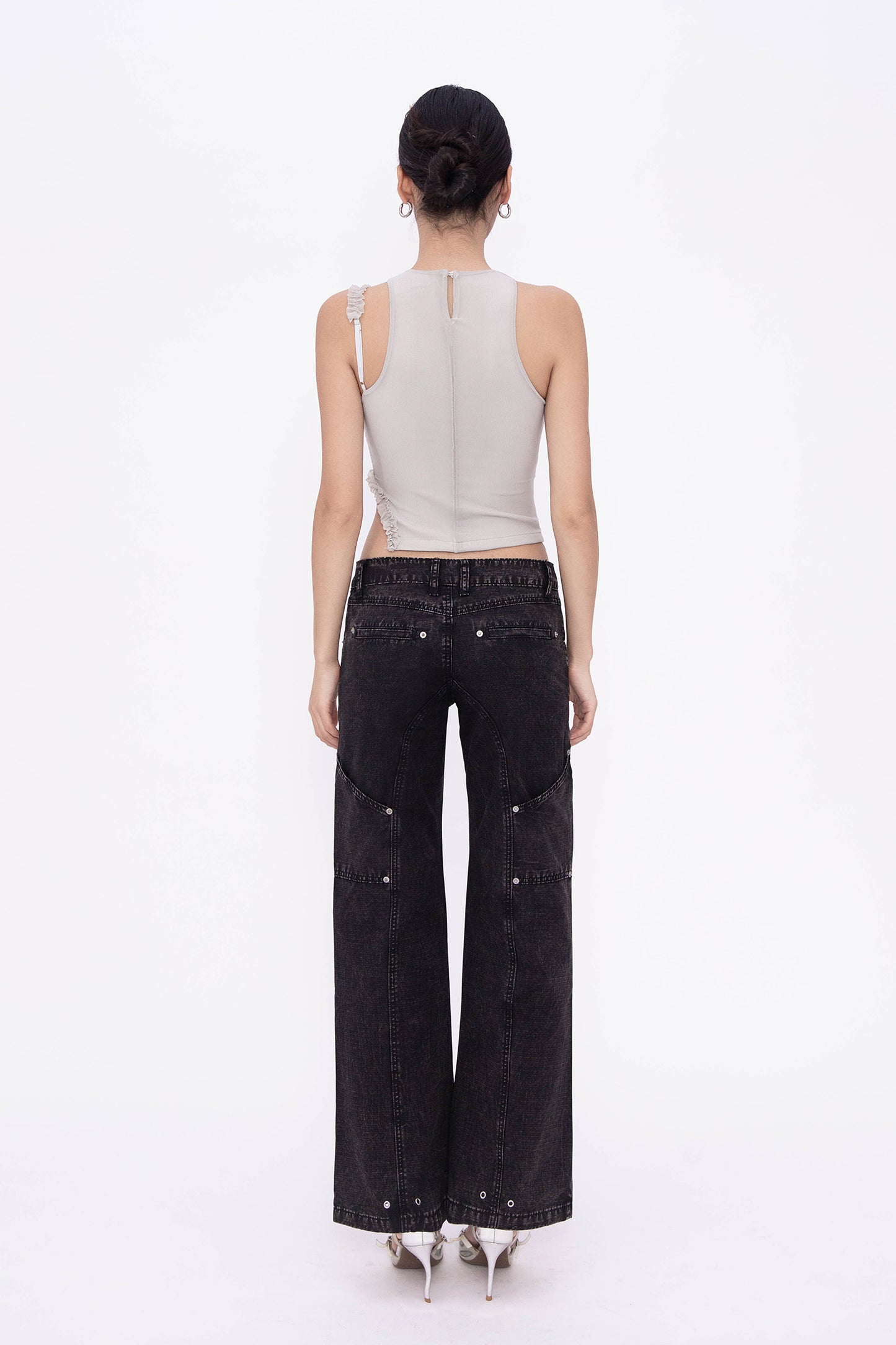 RIA RACER RUFFLE TOP (GREY)