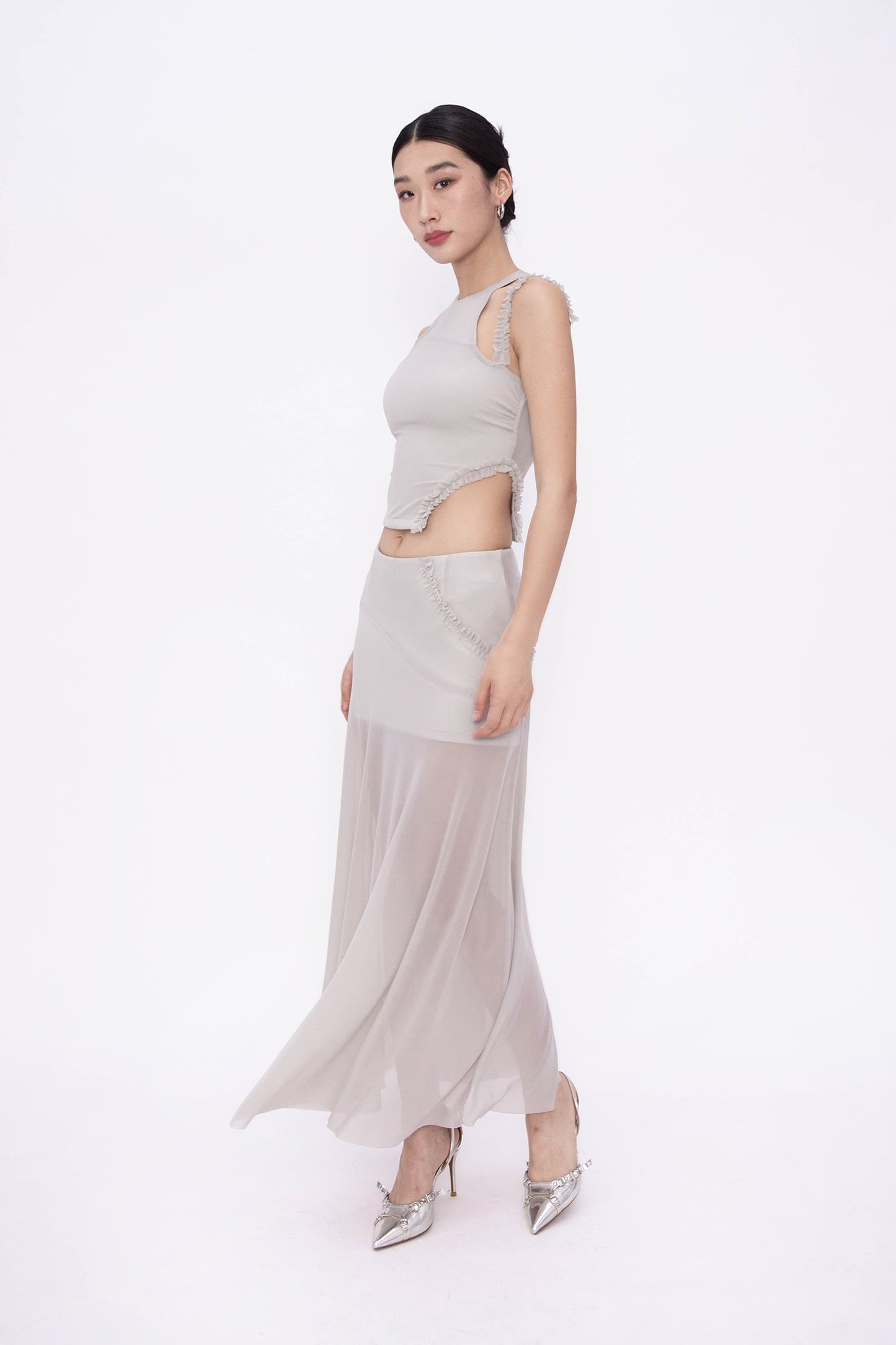 LANA SHEER SKIRT (GREY)
