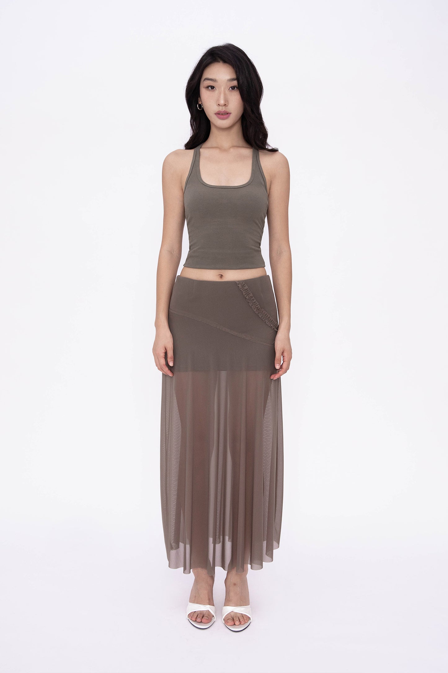 LANA SHEER SKIRT (OLIVE)