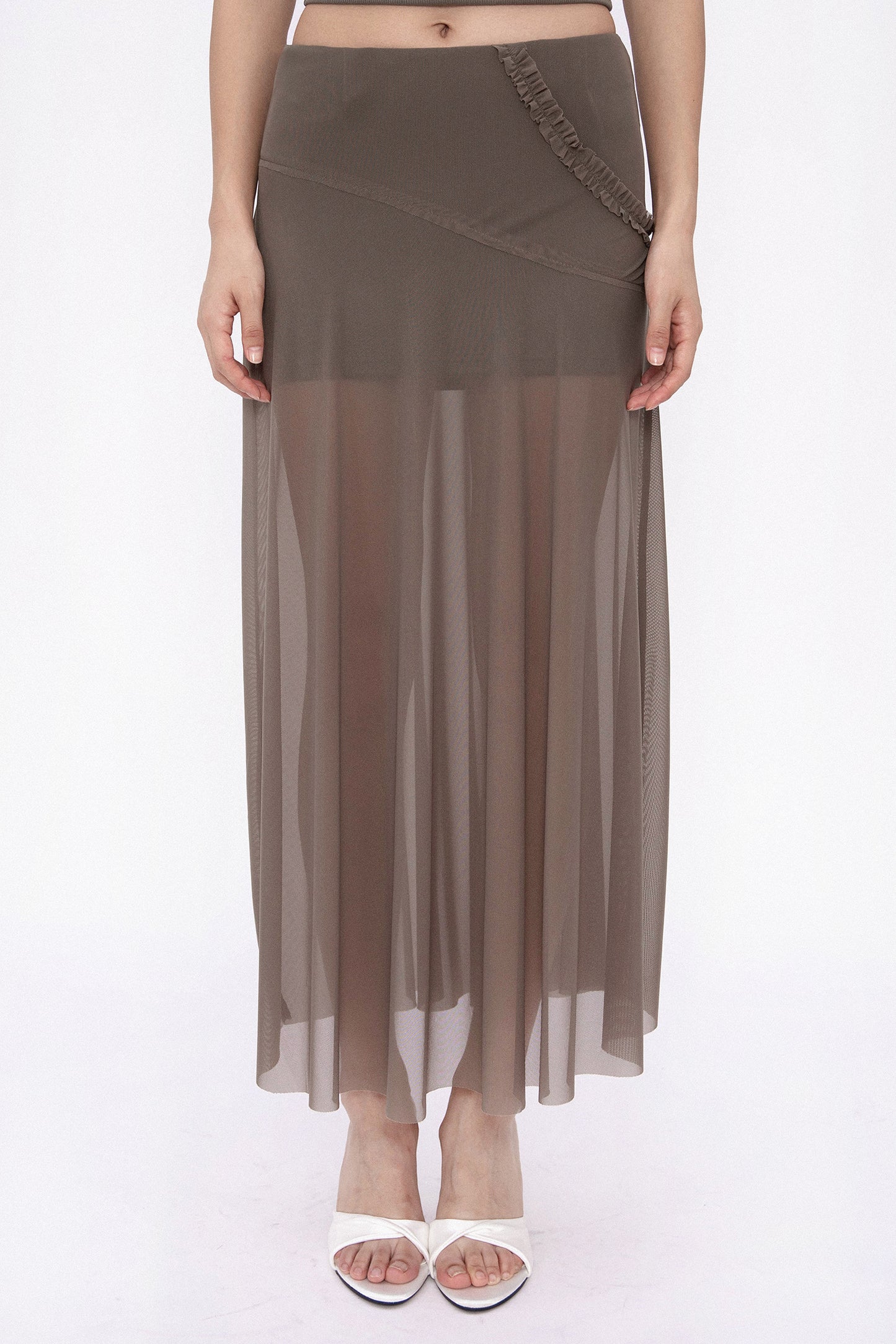 LANA SHEER SKIRT (OLIVE)