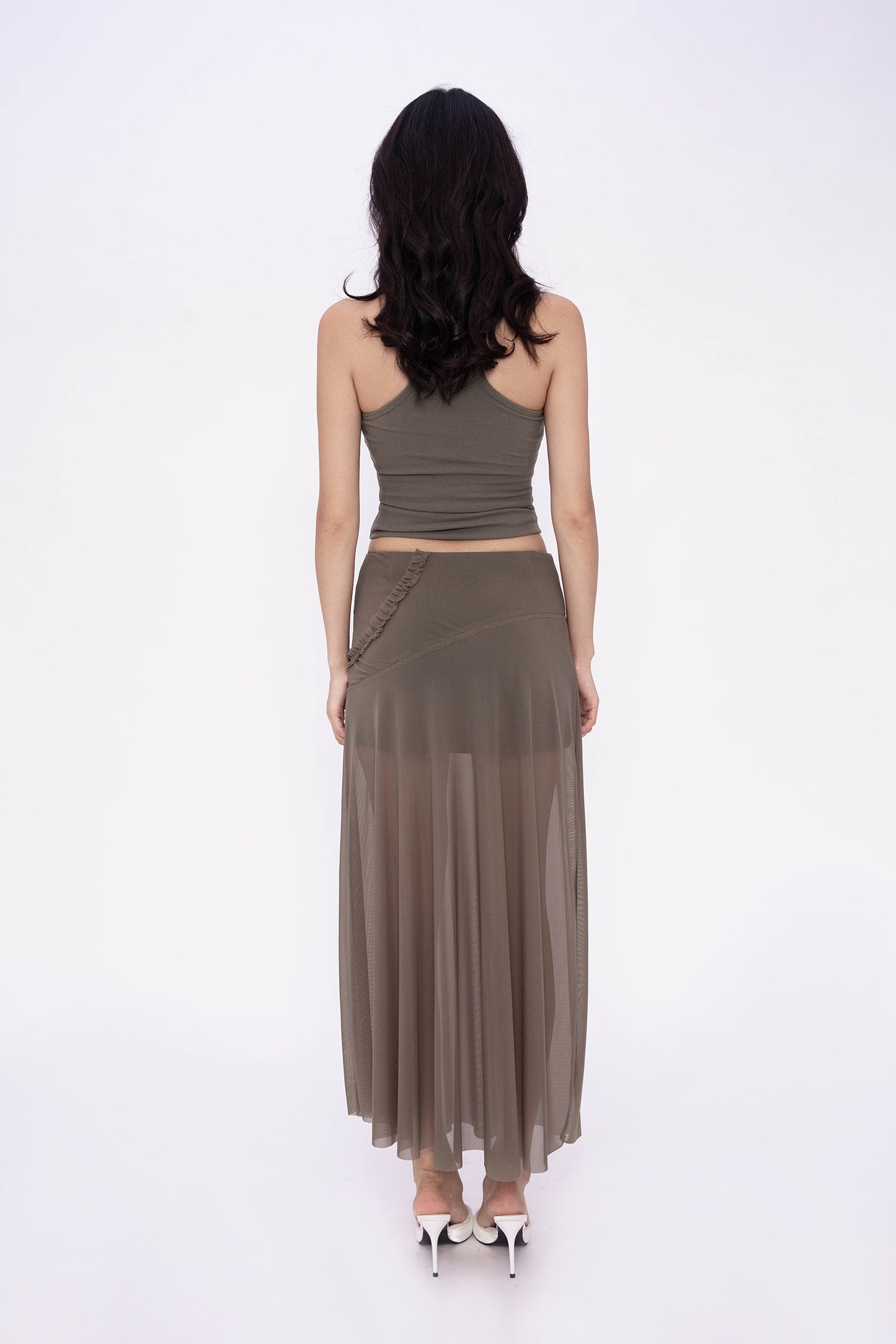 LANA SHEER SKIRT (OLIVE)