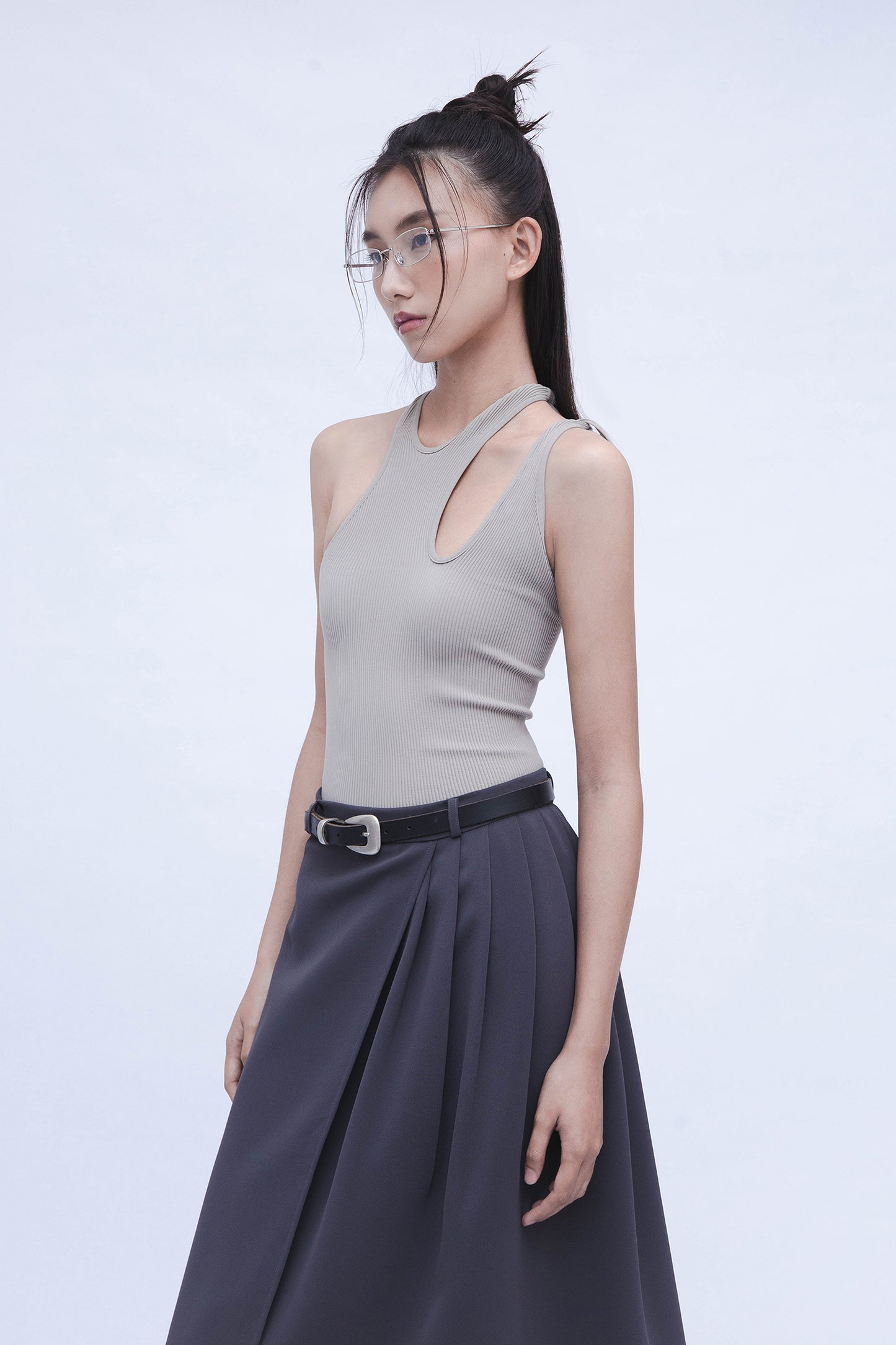 SEMI PLEATED SKIRT (SLATE GREY)