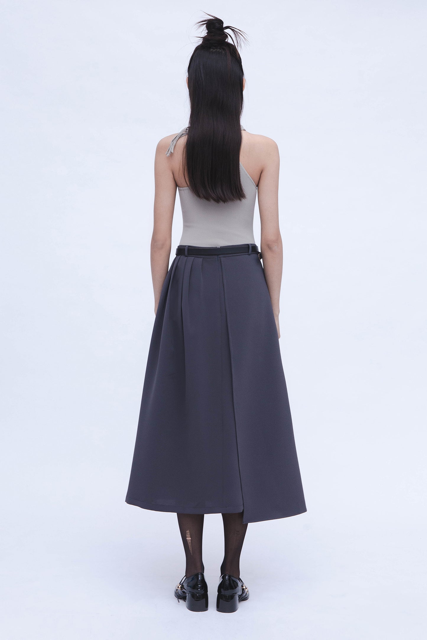 SEMI PLEATED SKIRT (SLATE GREY)