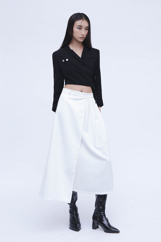 SEMI PLEATED SKIRT (WHITE)