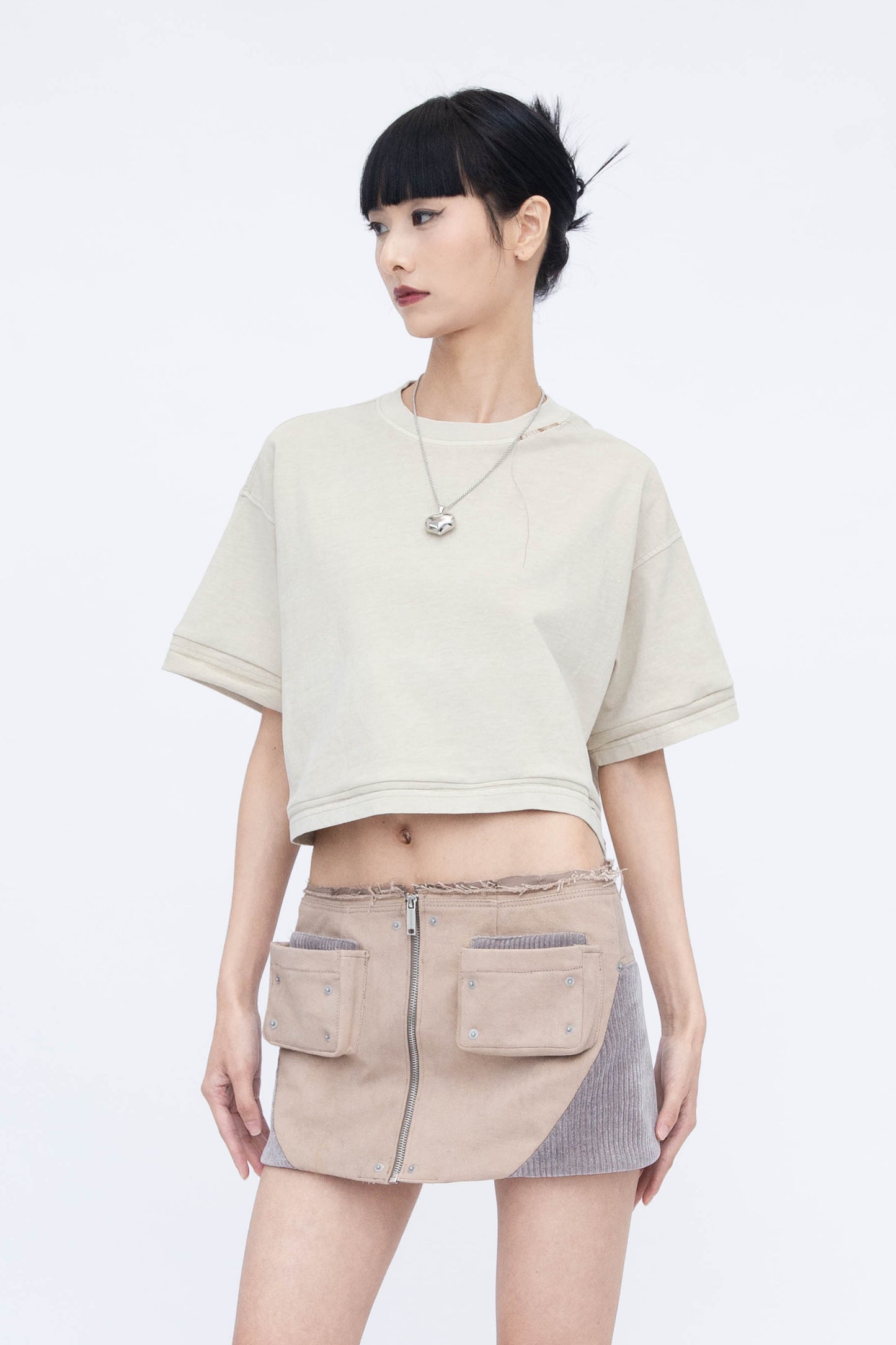 REVERSIBLE CROP T-SHIRT (SAND)