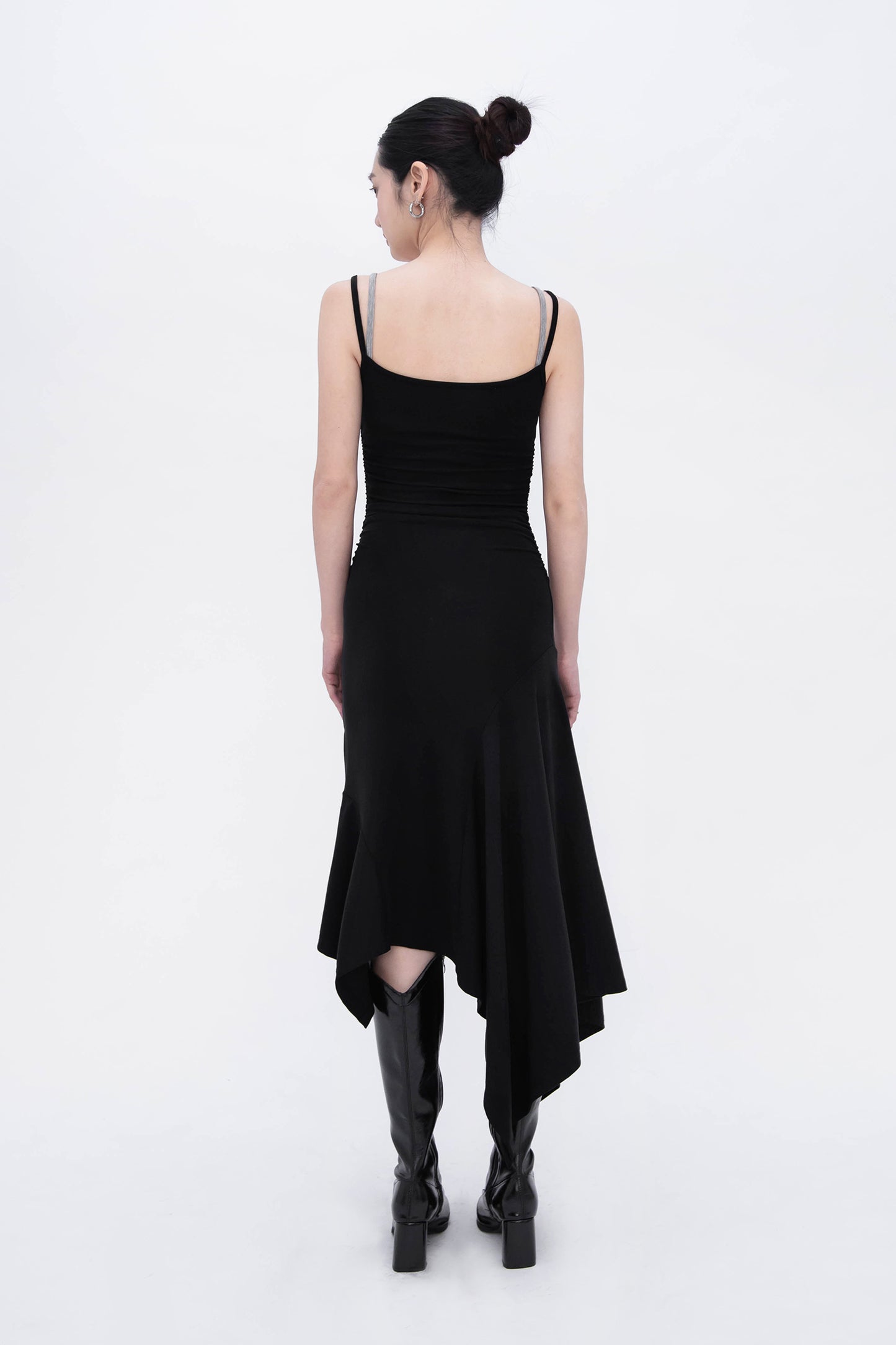 TWOEYE ASYMMETRICAL DRESS (BLACK)