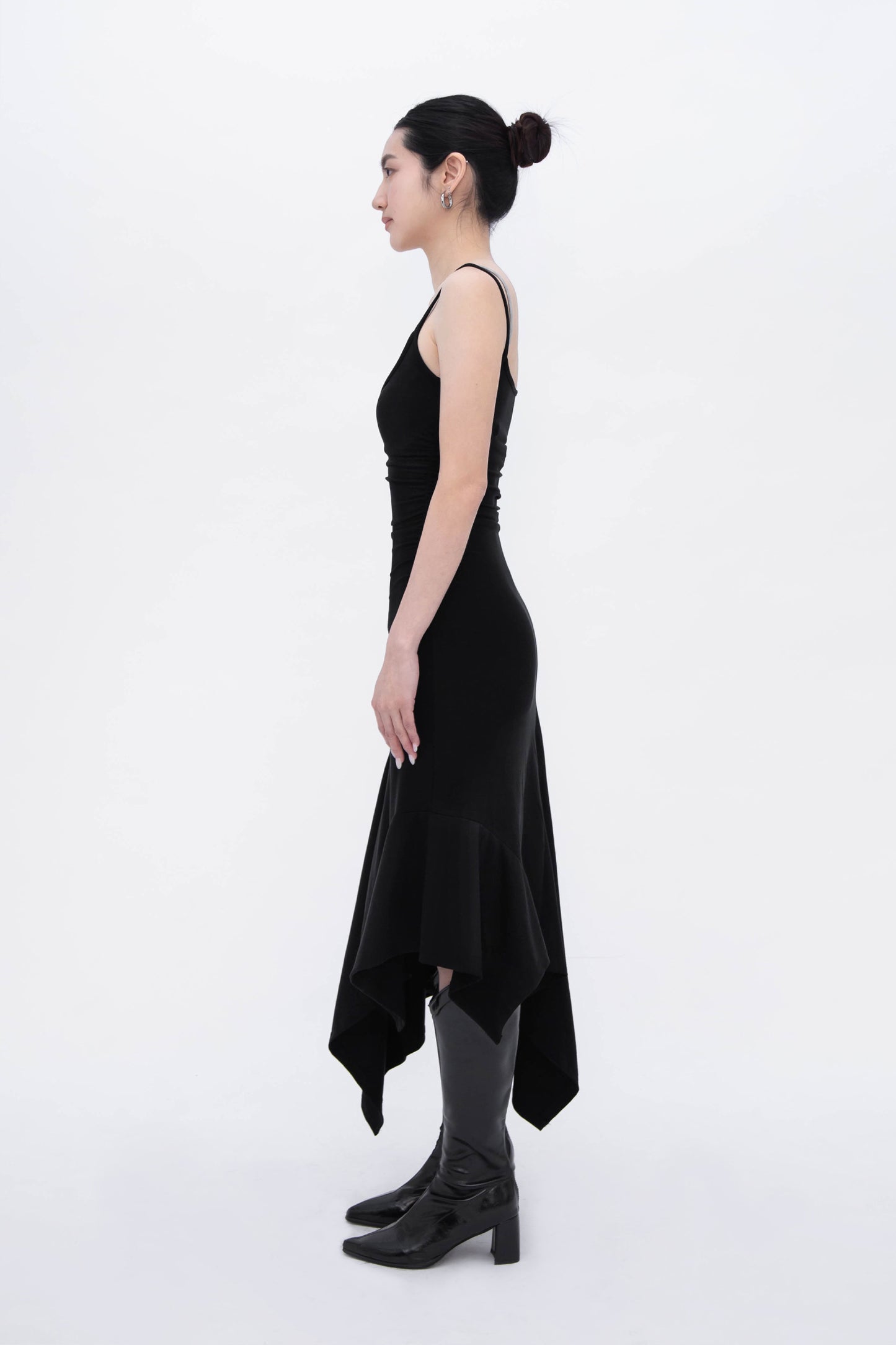 TWOEYE ASYMMETRICAL DRESS (BLACK)