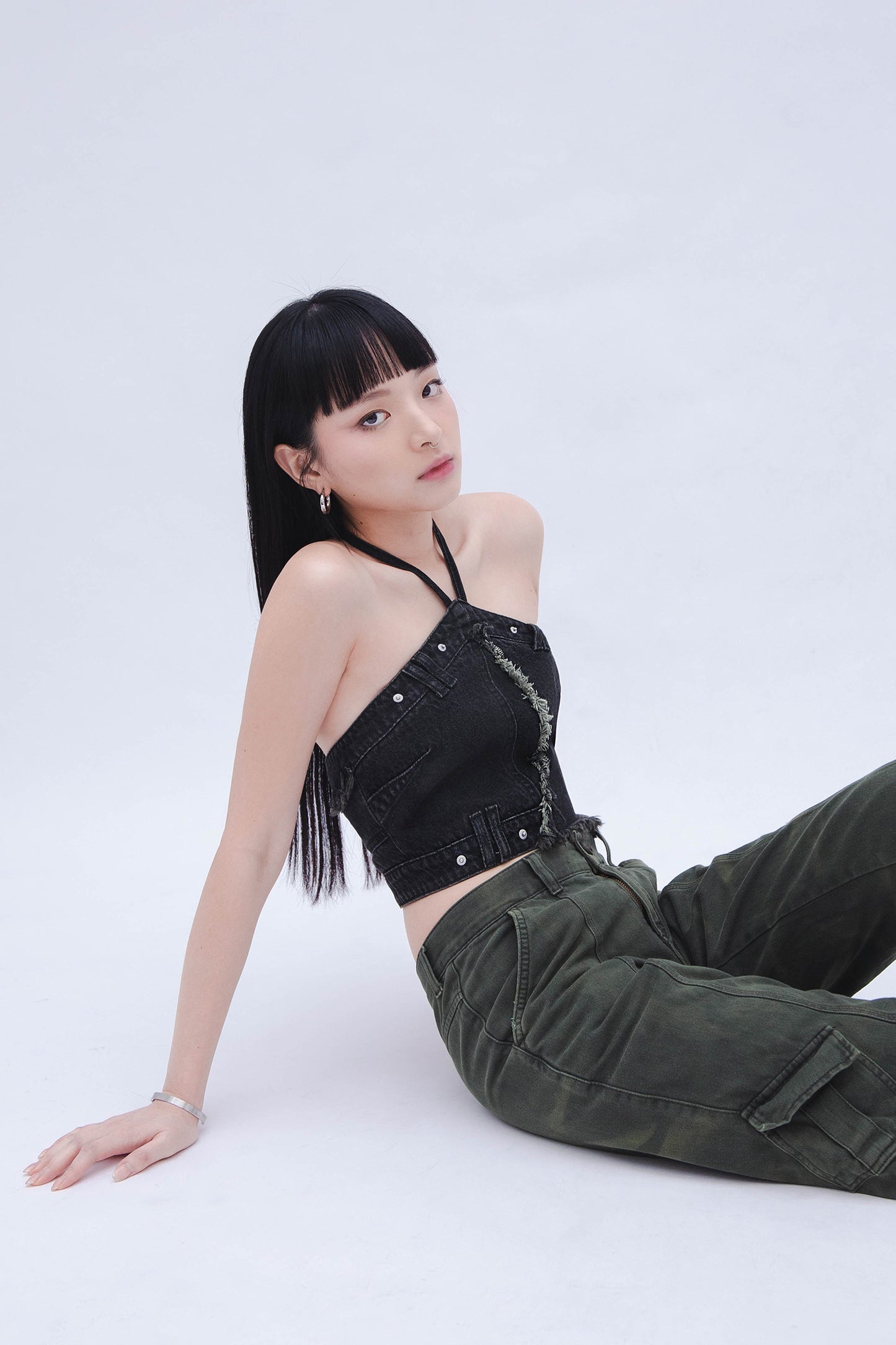 SONIA X UNDA: DENIM HALTER TOP (BLACK)