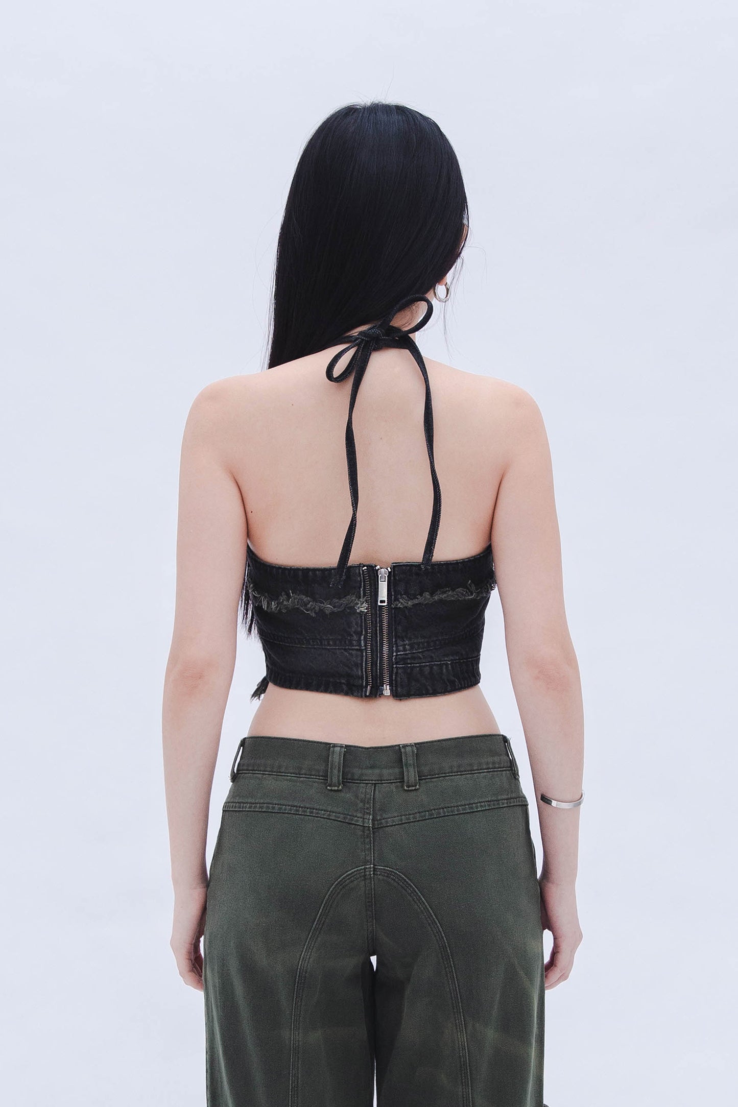 SONIA X UNDA: DENIM HALTER TOP (BLACK)