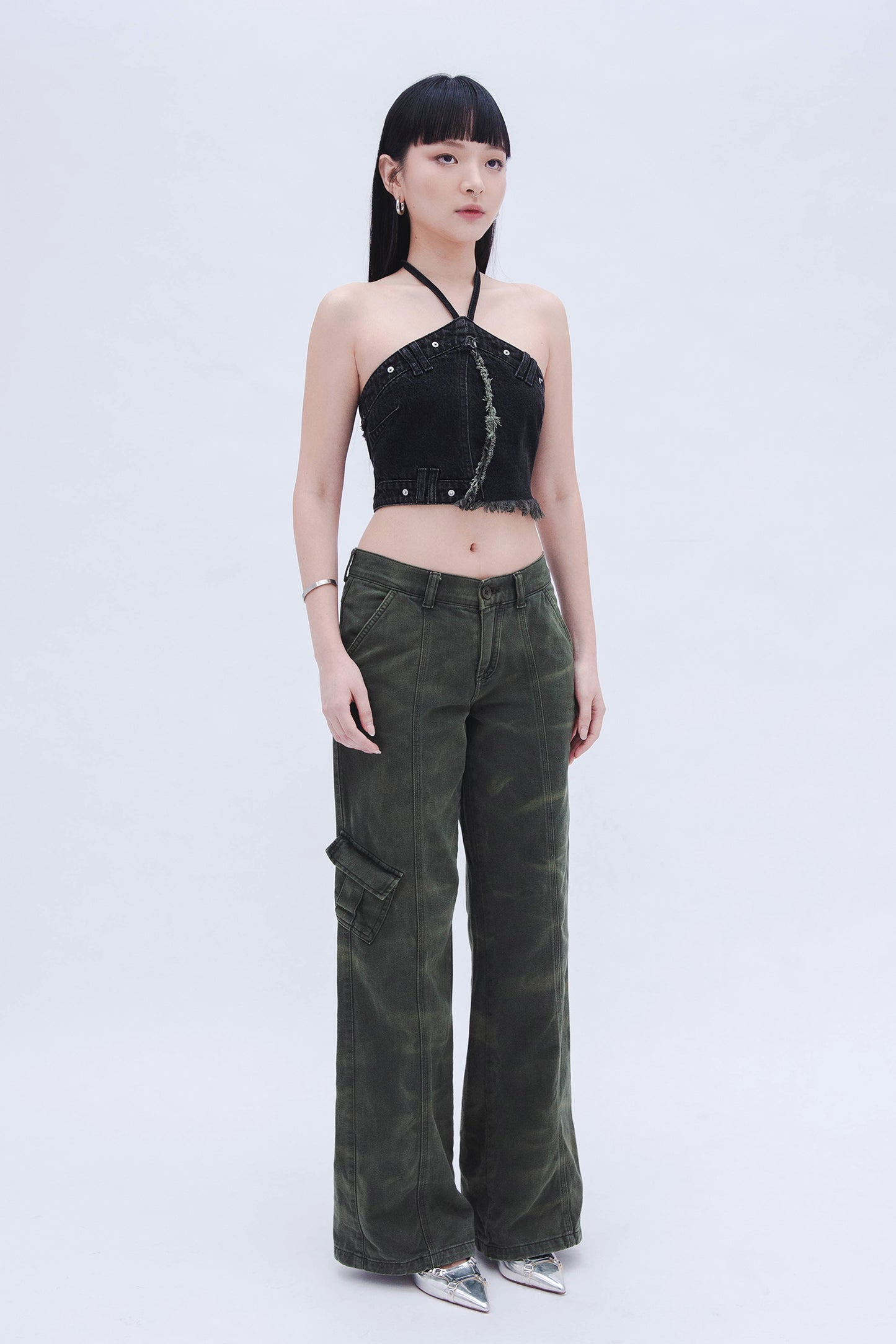SONIA X UNDA: DENIM HALTER TOP (BLACK)