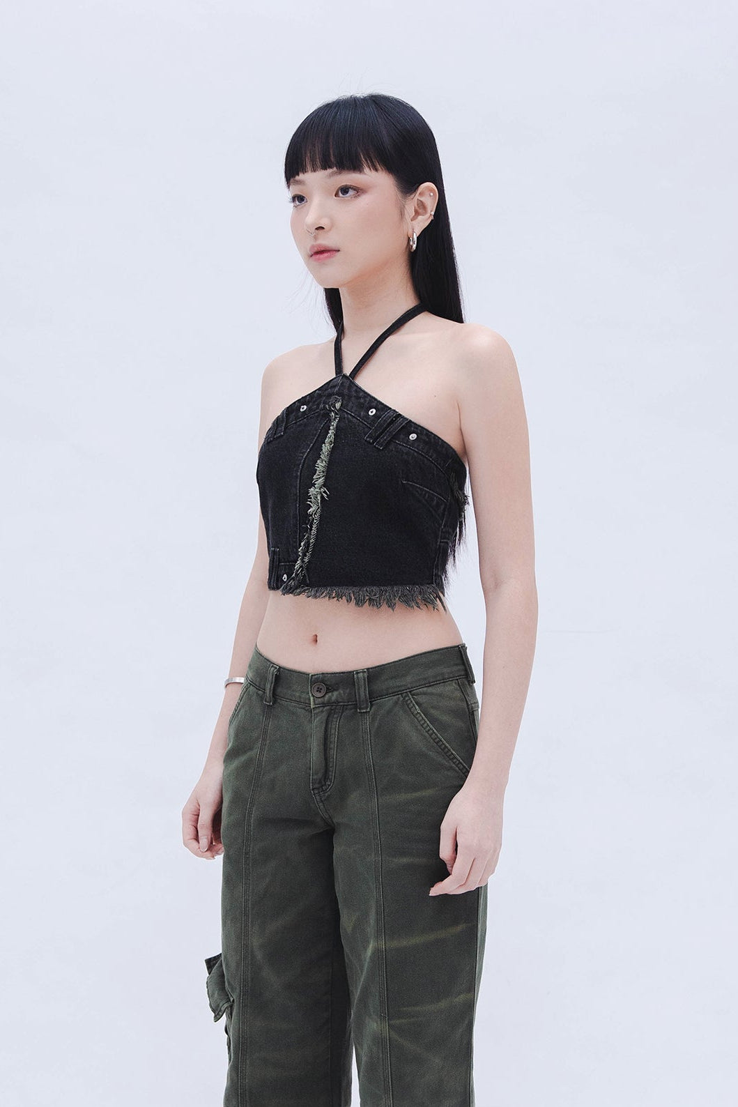 SONIA X UNDA: DENIM HALTER TOP (BLACK)