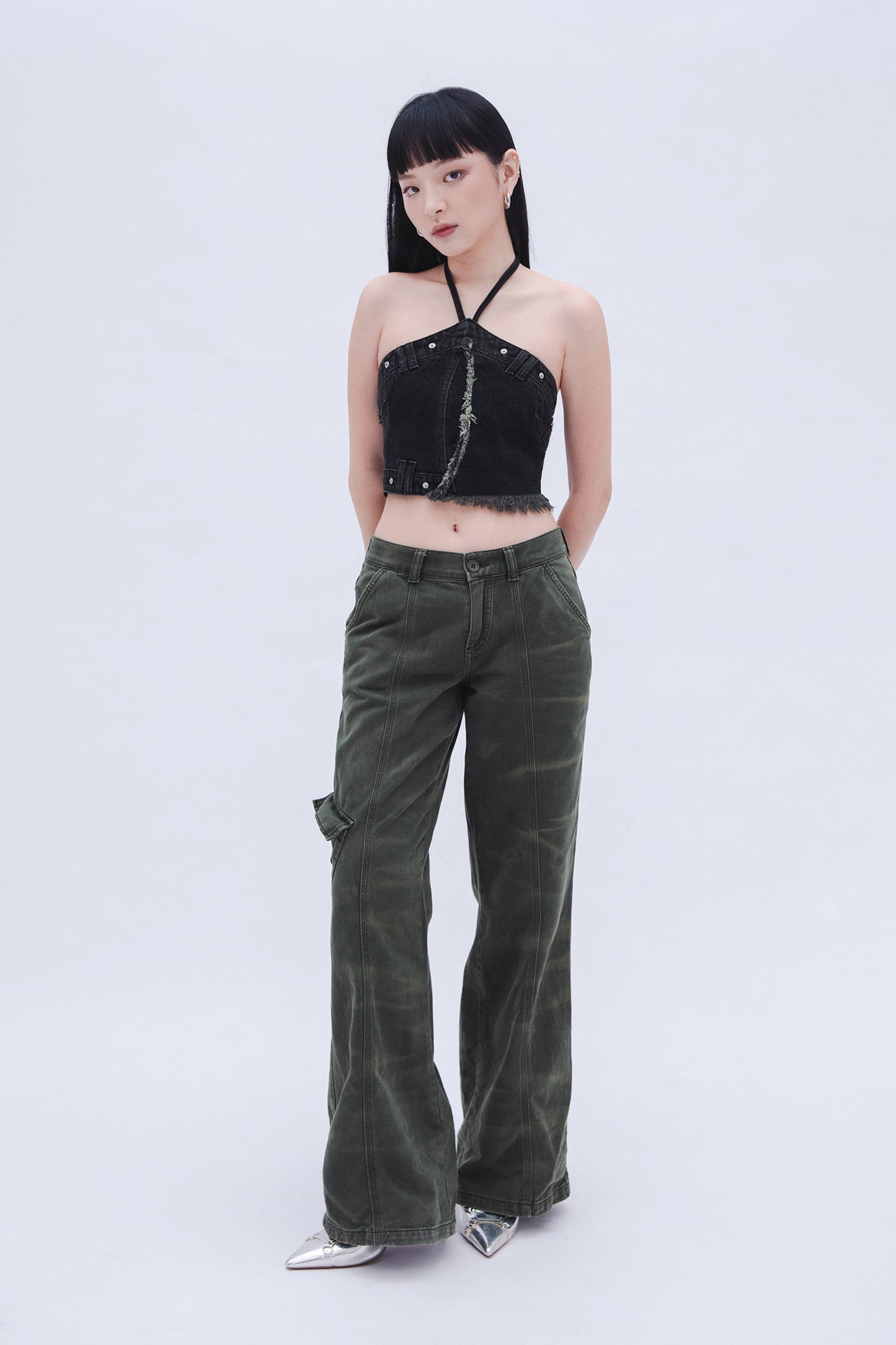 SONIA X UNDA: DENIM HALTER TOP (BLACK)