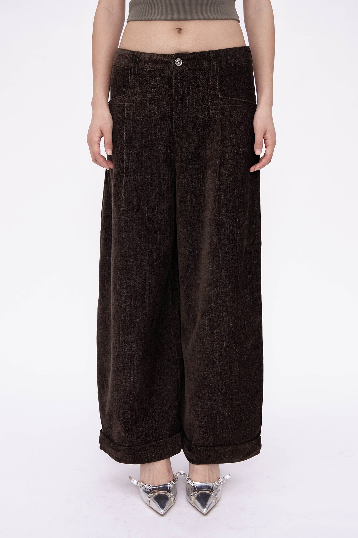 NORA VELVETY PANTS (BROWN)