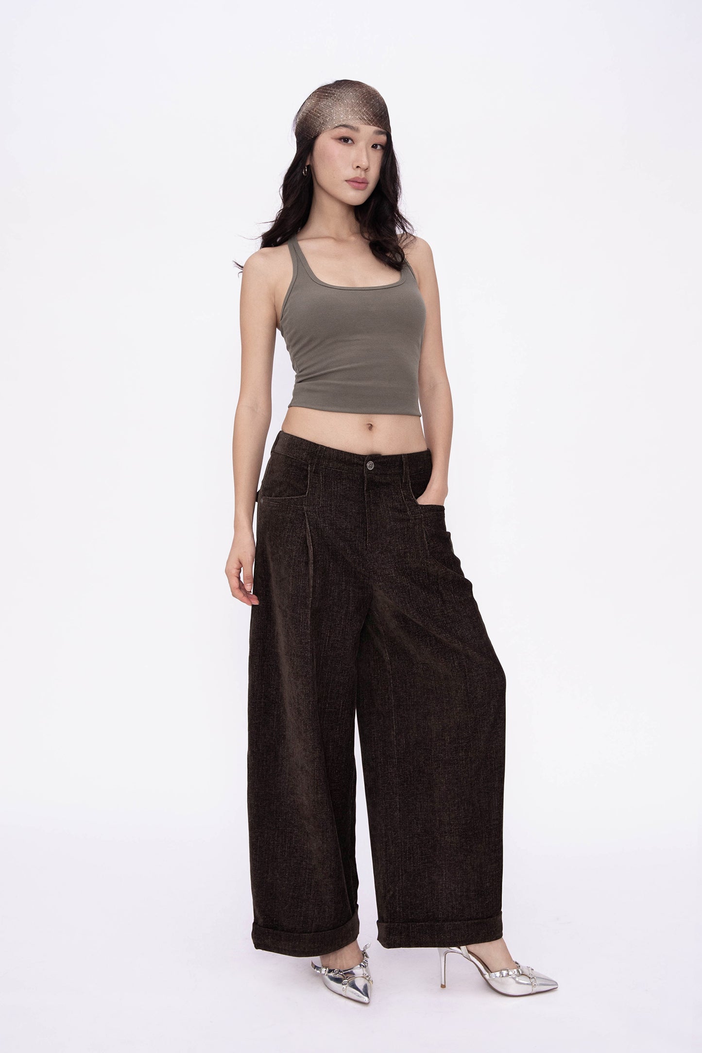 NORA VELVETY PANTS (BROWN)