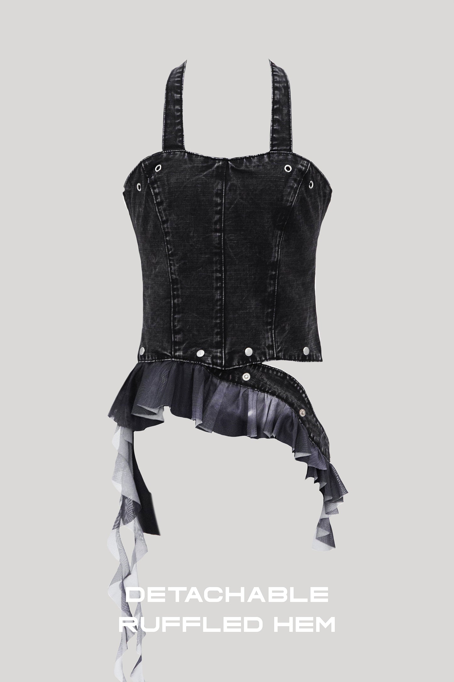 RUFFY HALTER CORSET (BLACK)