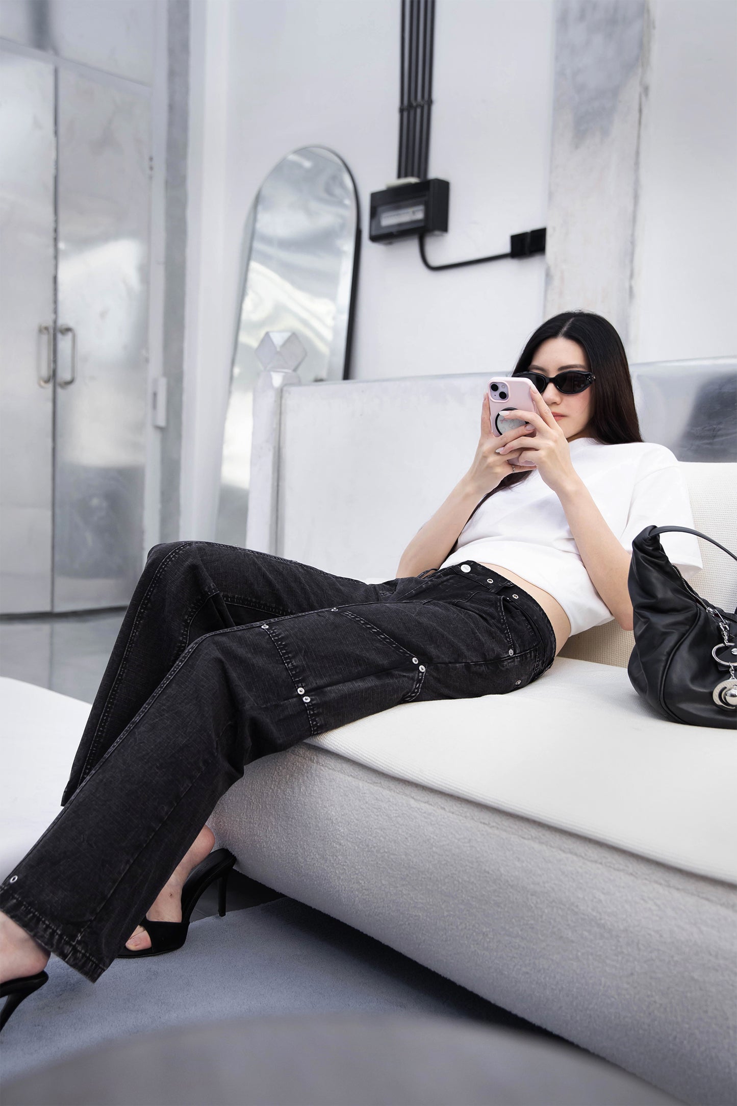 BRADDY RIVET PANTS (BLACK)